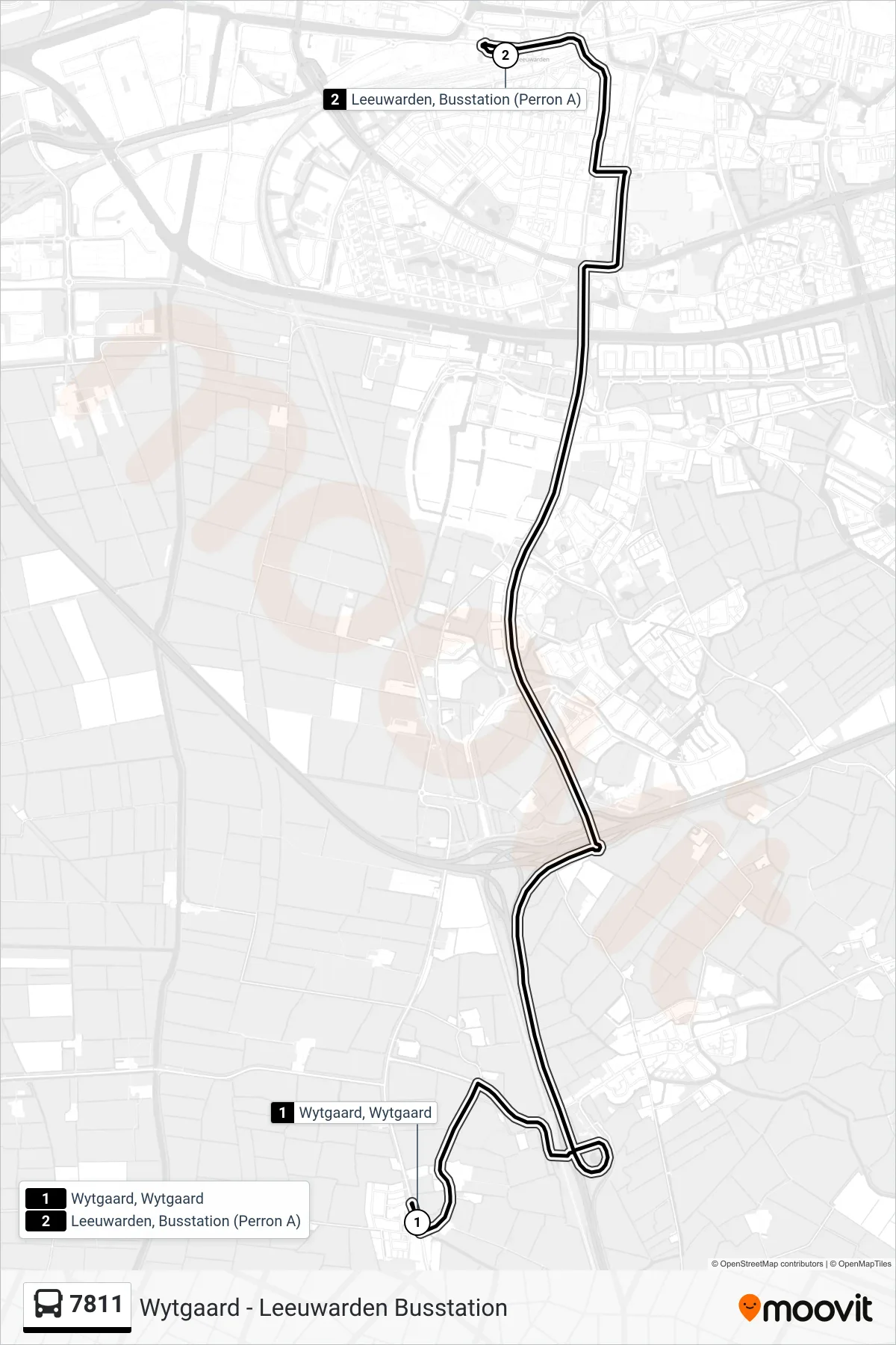 Lijn 7811 (bus, Leeuwarden): route en haltes op de kaart