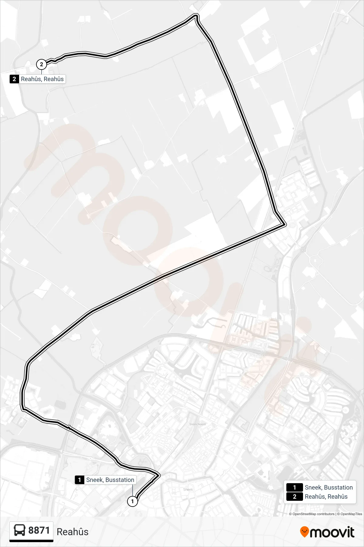 Lijn 8871 (bus, Reahûs): route en haltes op de kaart