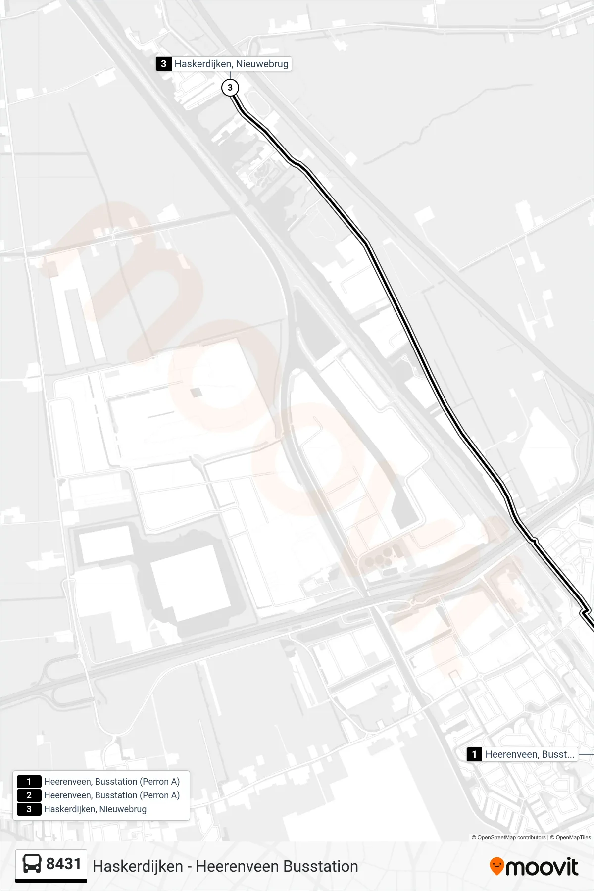 Lijn 8431 (bus, Haskerdijken): route en haltes op de kaart