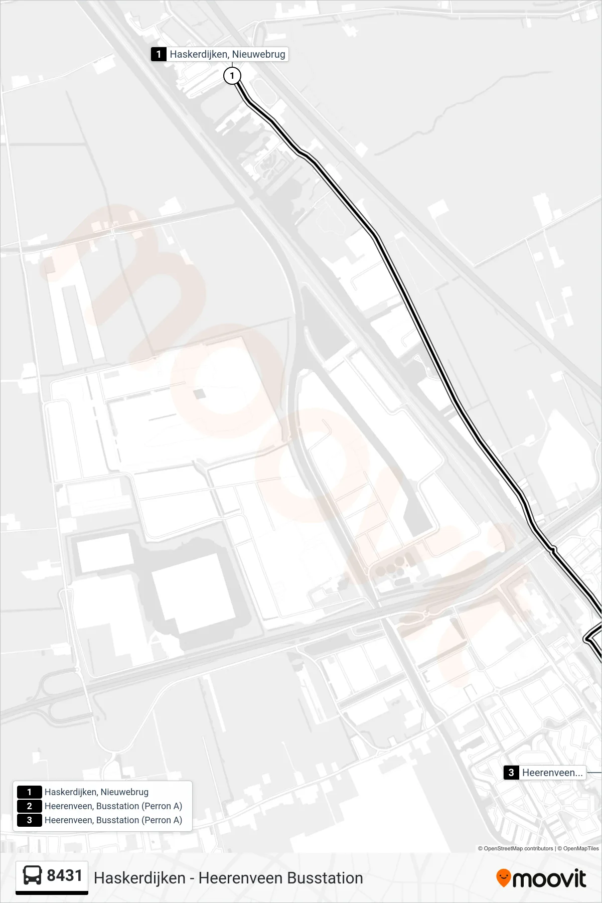 Lijn 8431 (bus, Heerenveen): route en haltes op de kaart