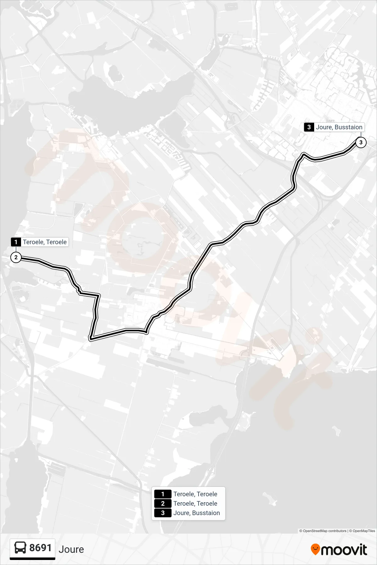 Lijn 8691 (bus, Joure): route en haltes op de kaart