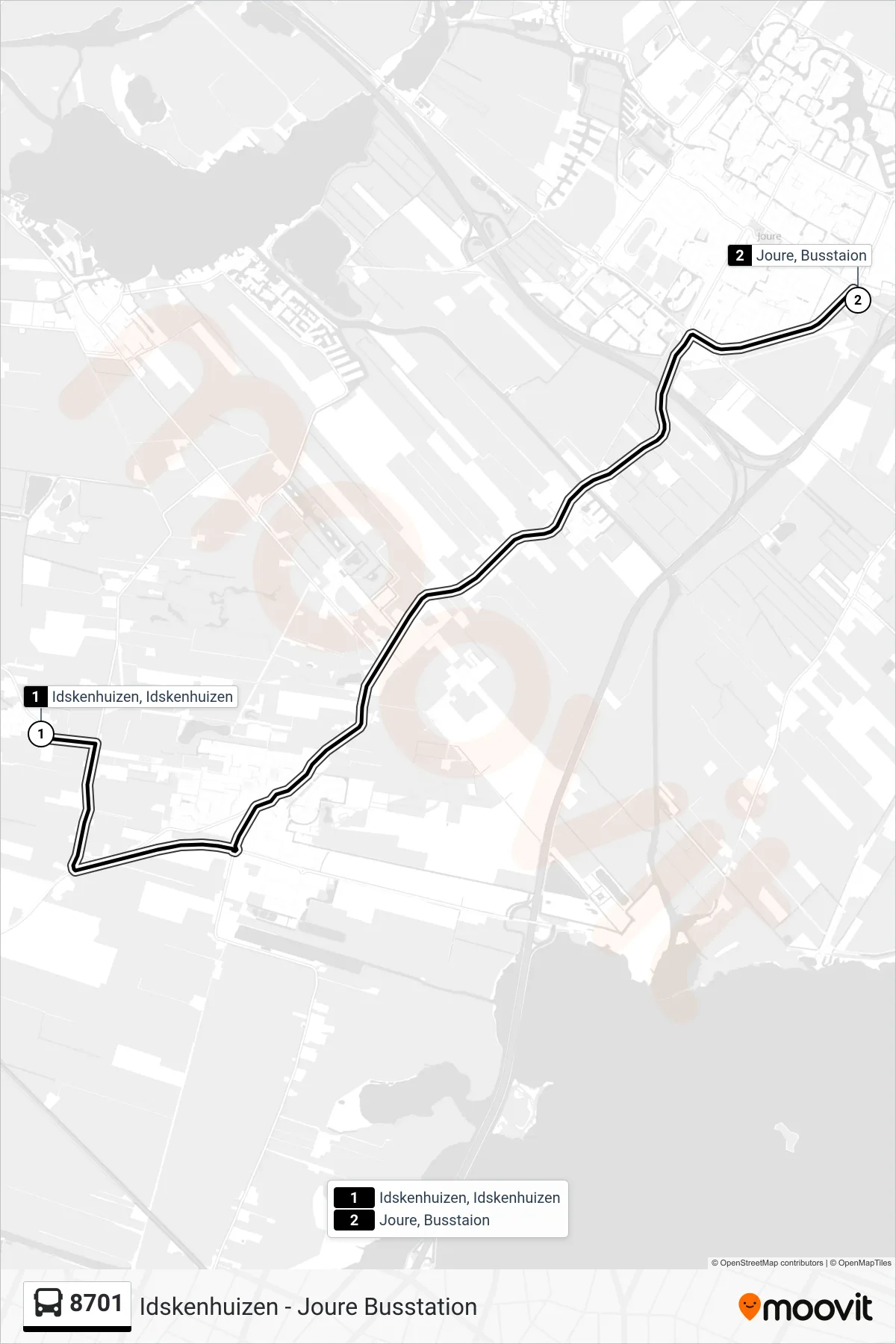Lijn 8701 (bus, Joure): route en haltes op de kaart