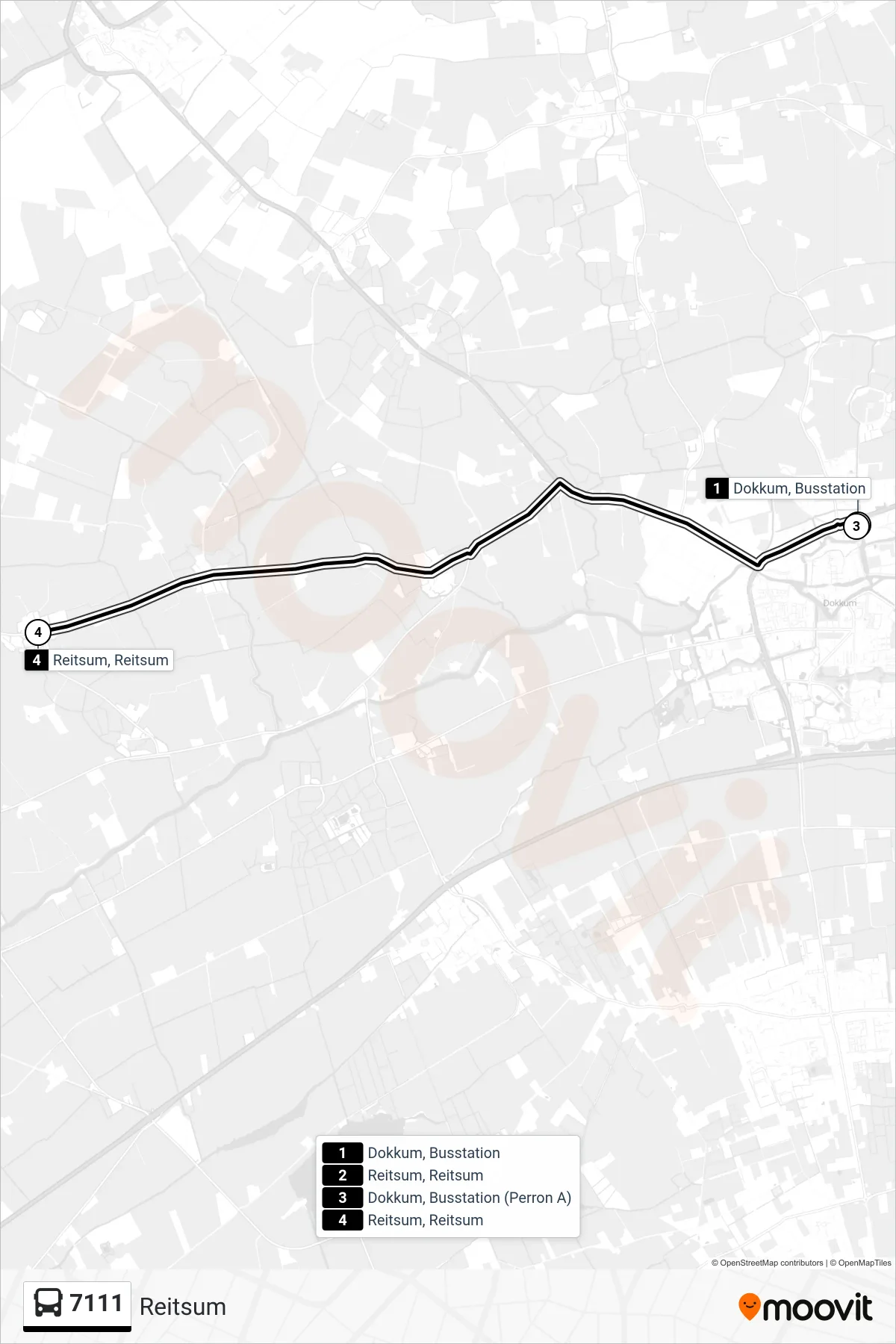 Lijn 7111 (bus, Reitsum): route en haltes op de kaart