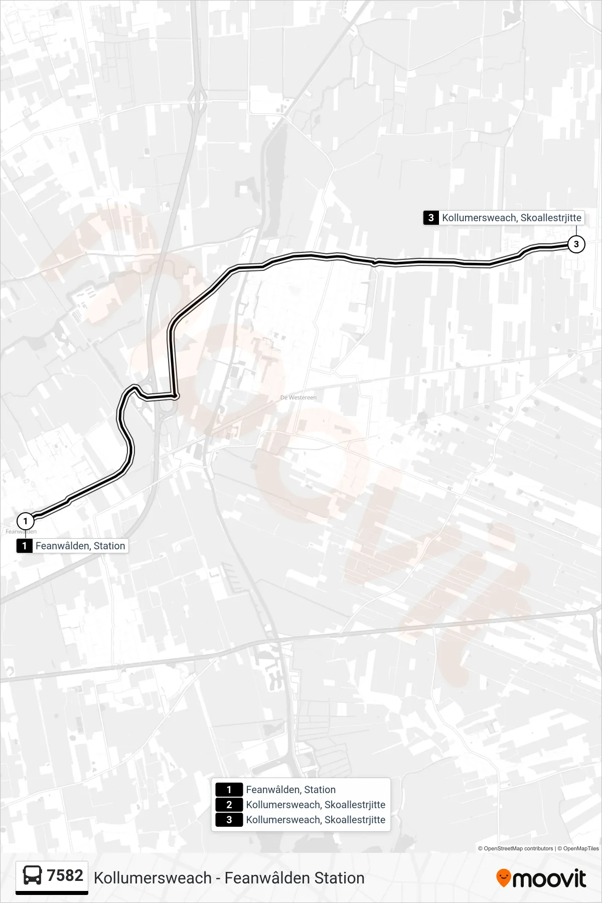Lijn 7582 (bus, Kollumersweach): route en haltes op de kaart