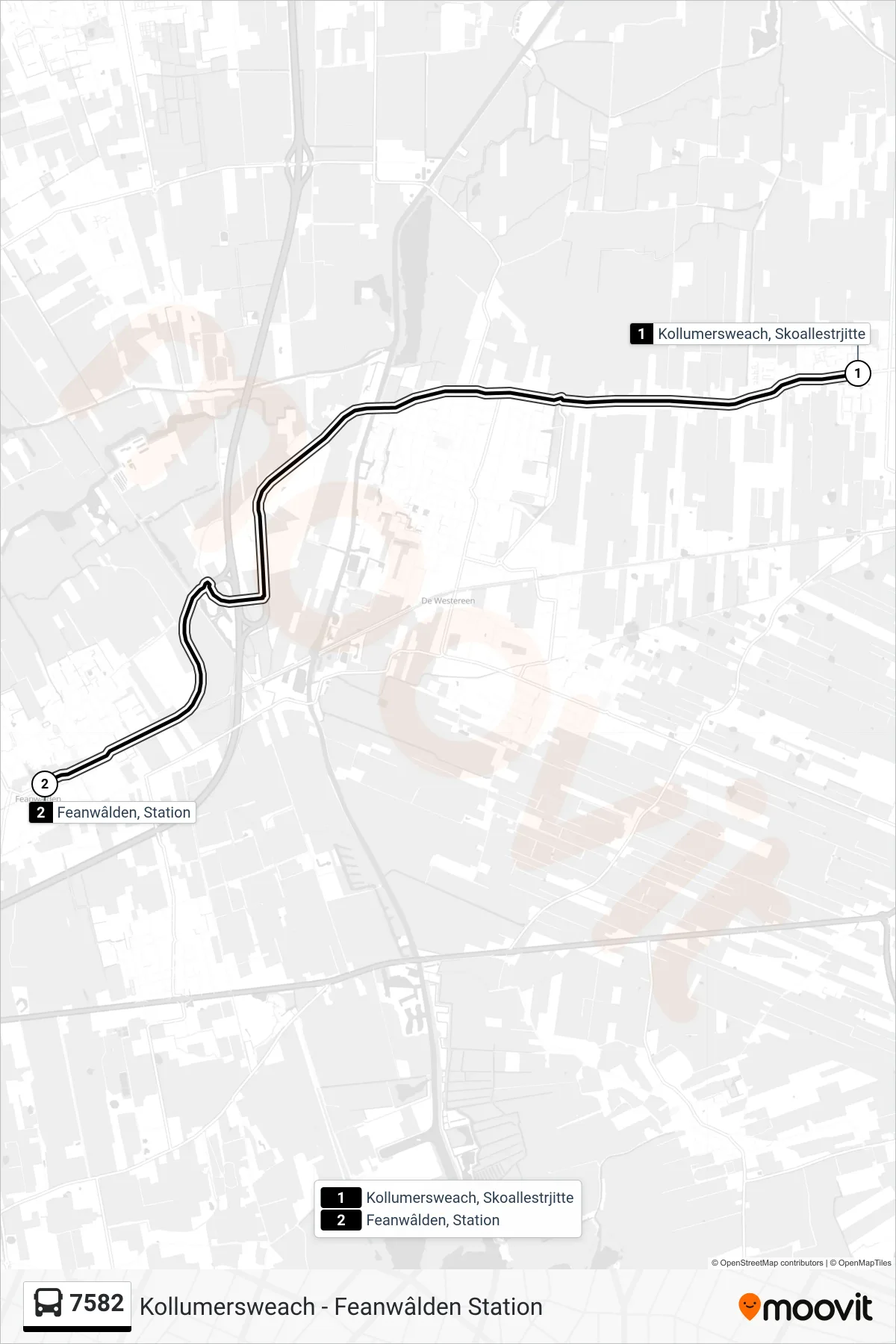 Lijn 7582 (bus, Feanwâlden): route en haltes op de kaart