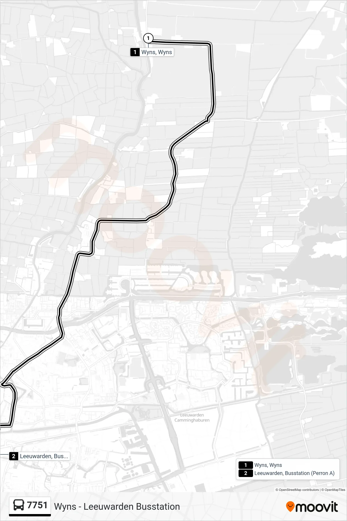 Lijn 7751 (bus, Leeuwarden): route en haltes op de kaart