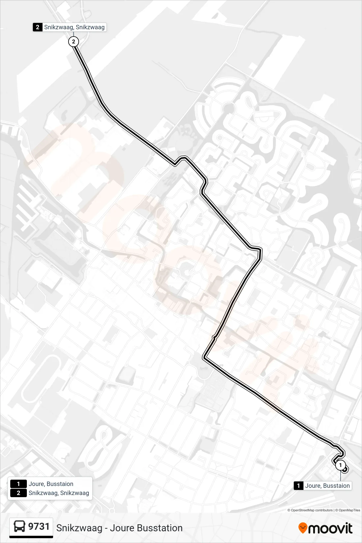 Lijn 9731 (bus, Snikzwaag): route en haltes op de kaart