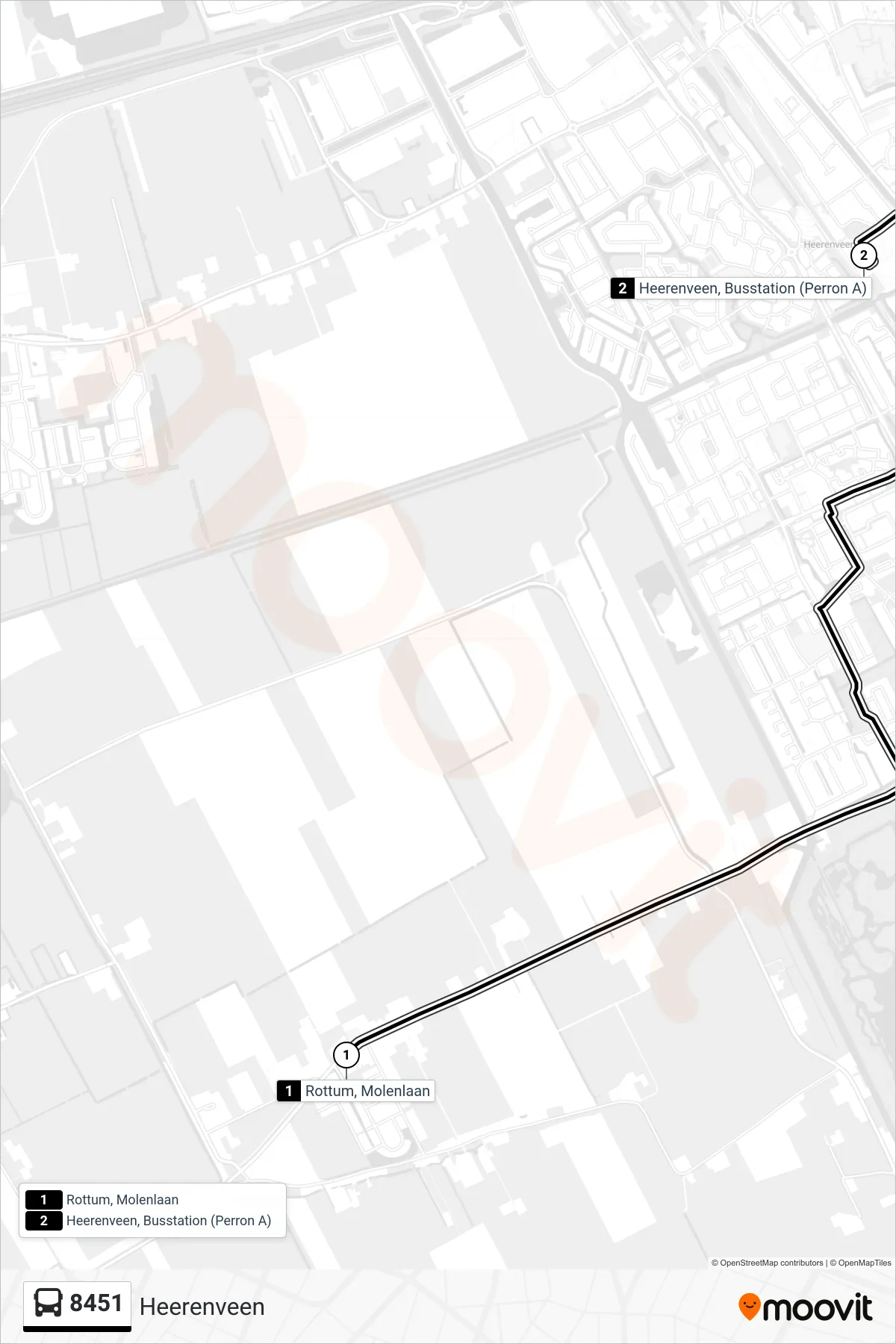 Lijn 8451 (bus, Heerenveen): route en haltes op de kaart