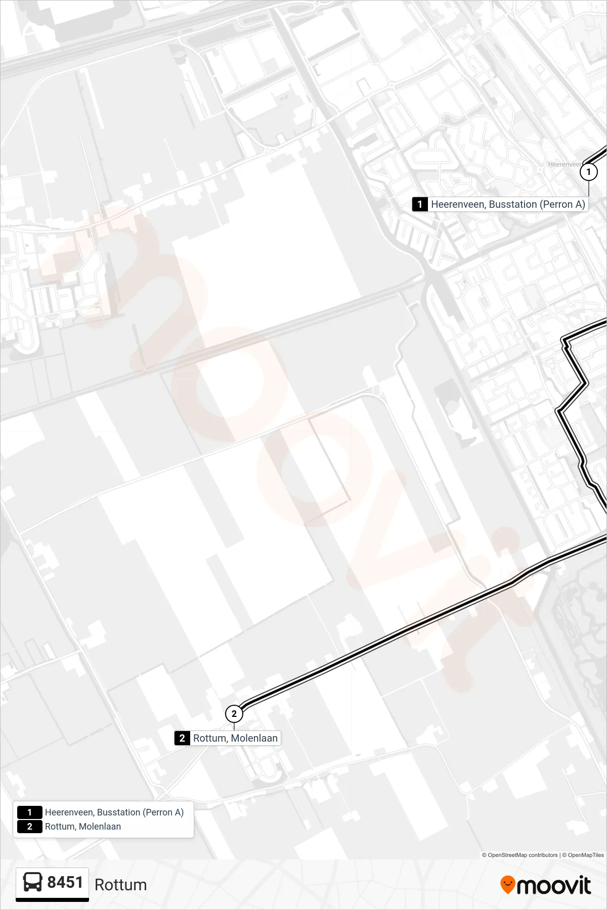 Lijn 8451 (bus, Rottum): route en haltes op de kaart