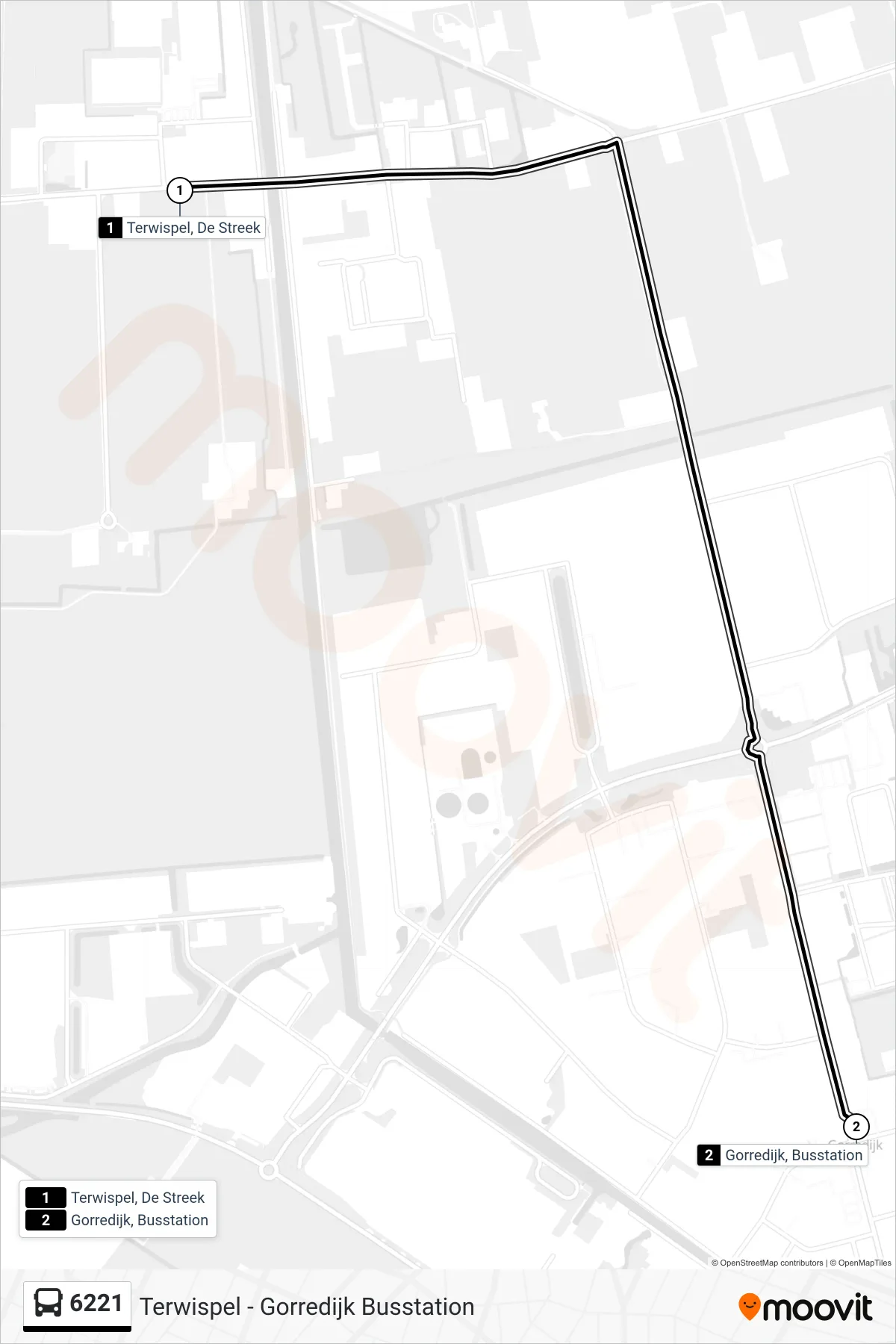 6221 bus Line (Gorredijk) route and stops on a map