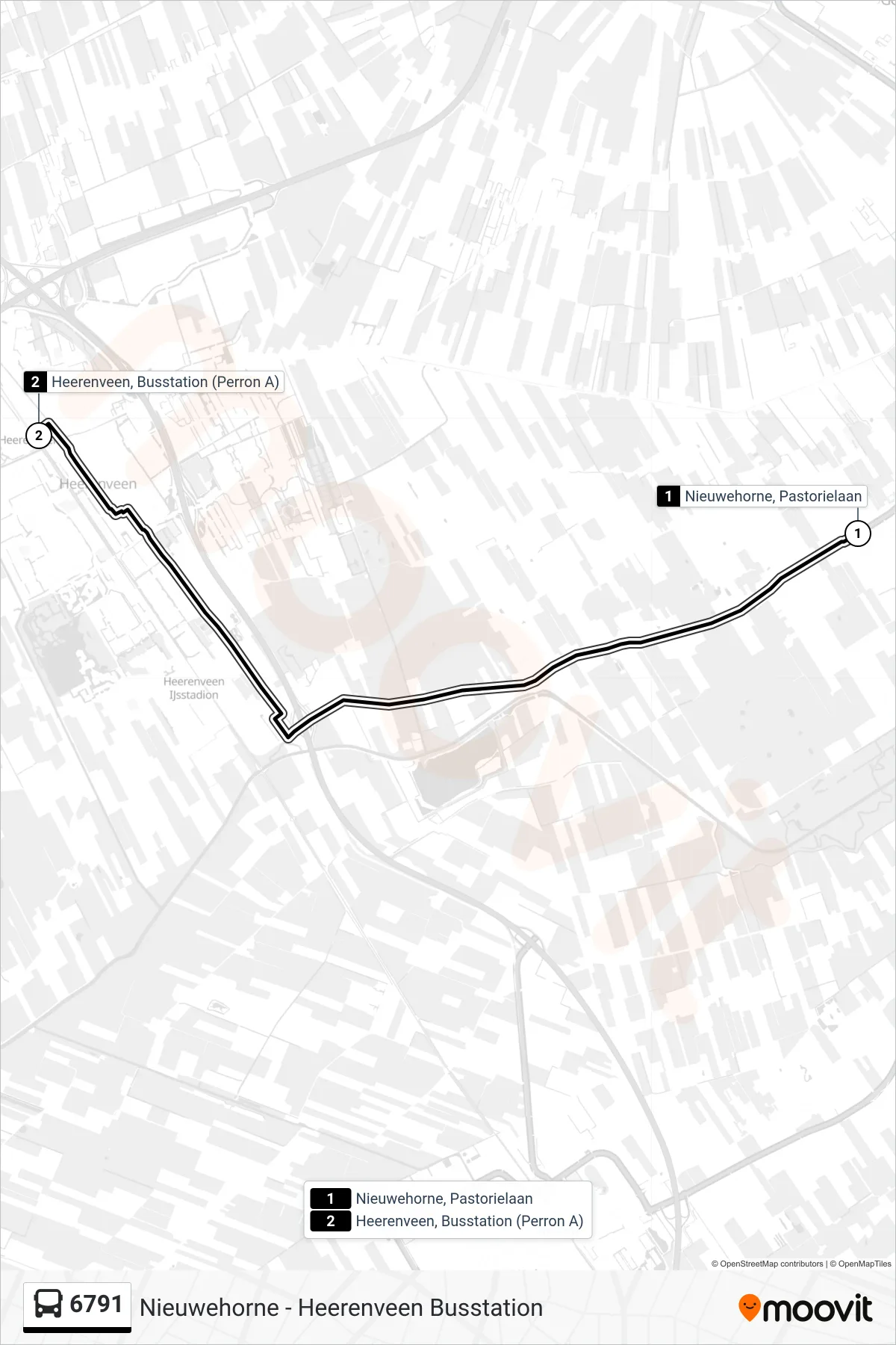 Lijn 6791 (bus, Heerenveen): route en haltes op de kaart