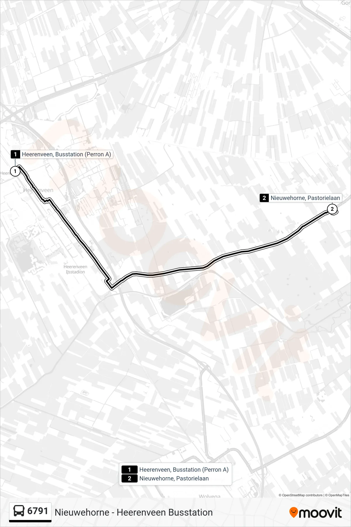 Lijn 6791 (bus, Nieuwehorne): route en haltes op de kaart