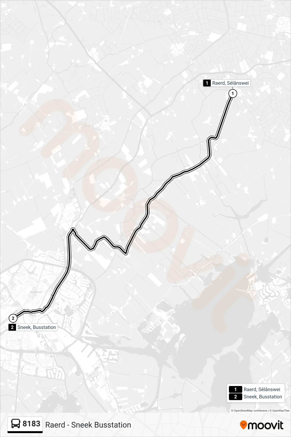 Lijn 8183 (bus, Sneek): route en haltes op de kaart