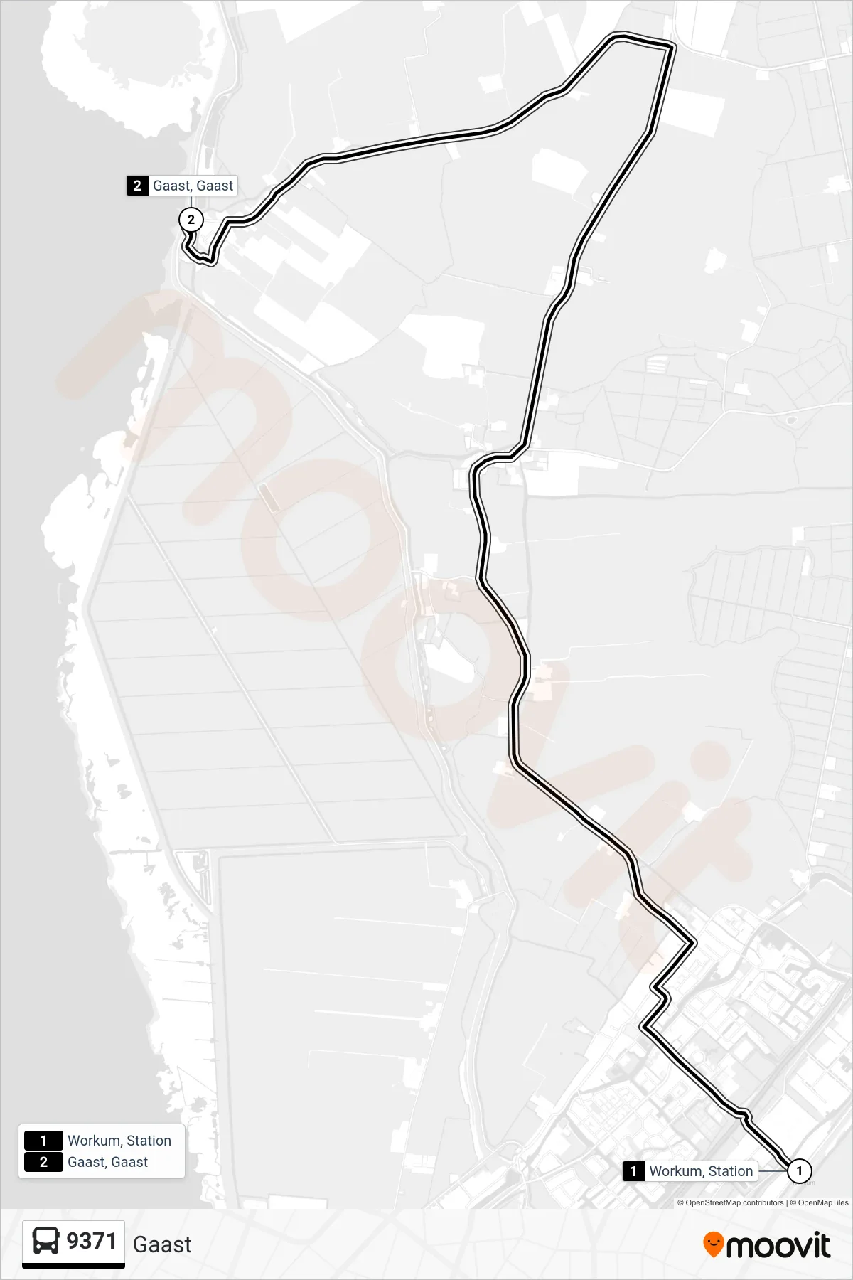 Lijn 9371 (bus, Gaast): route en haltes op de kaart