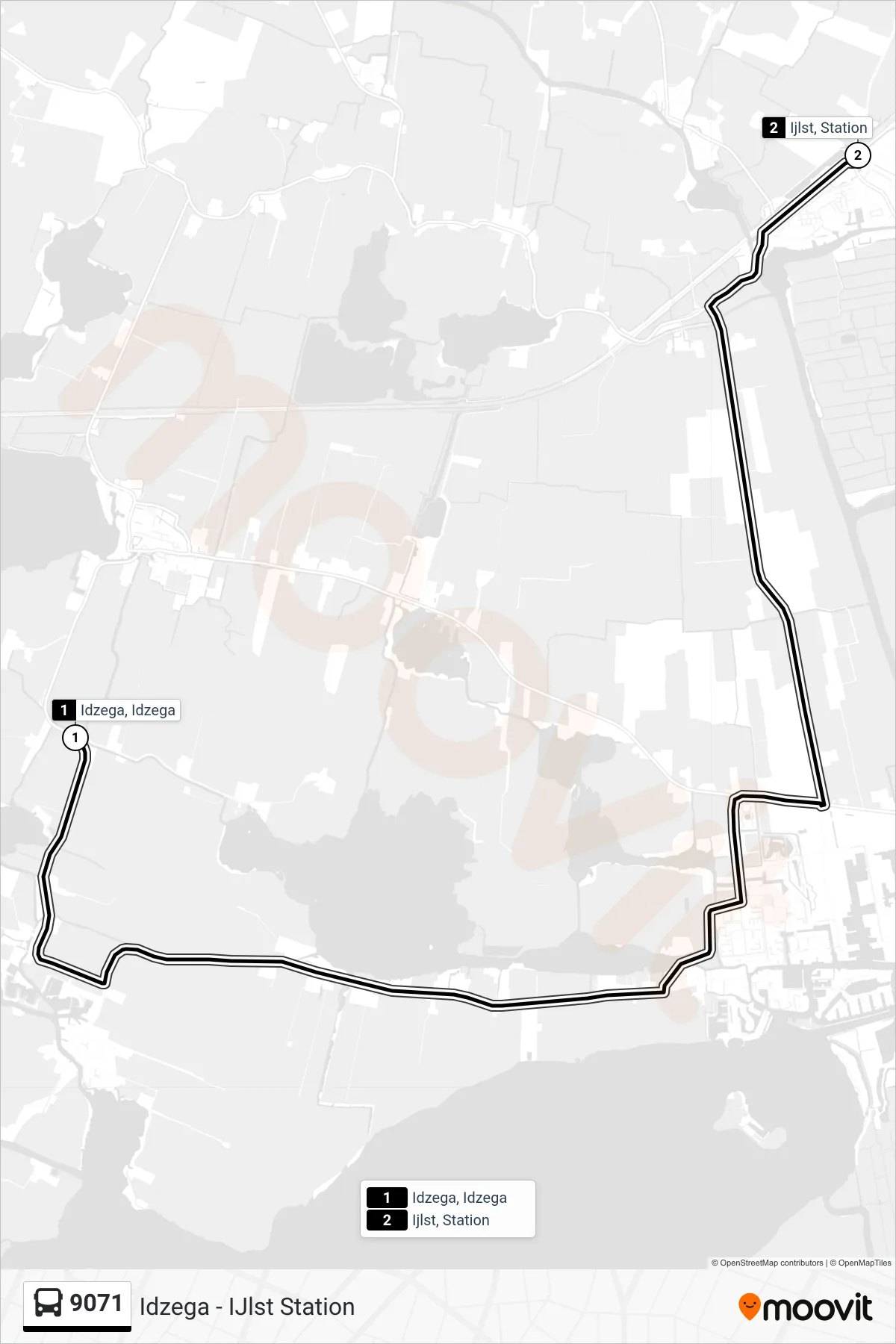 Lijn 9071 (bus, Ijlst): route en haltes op de kaart