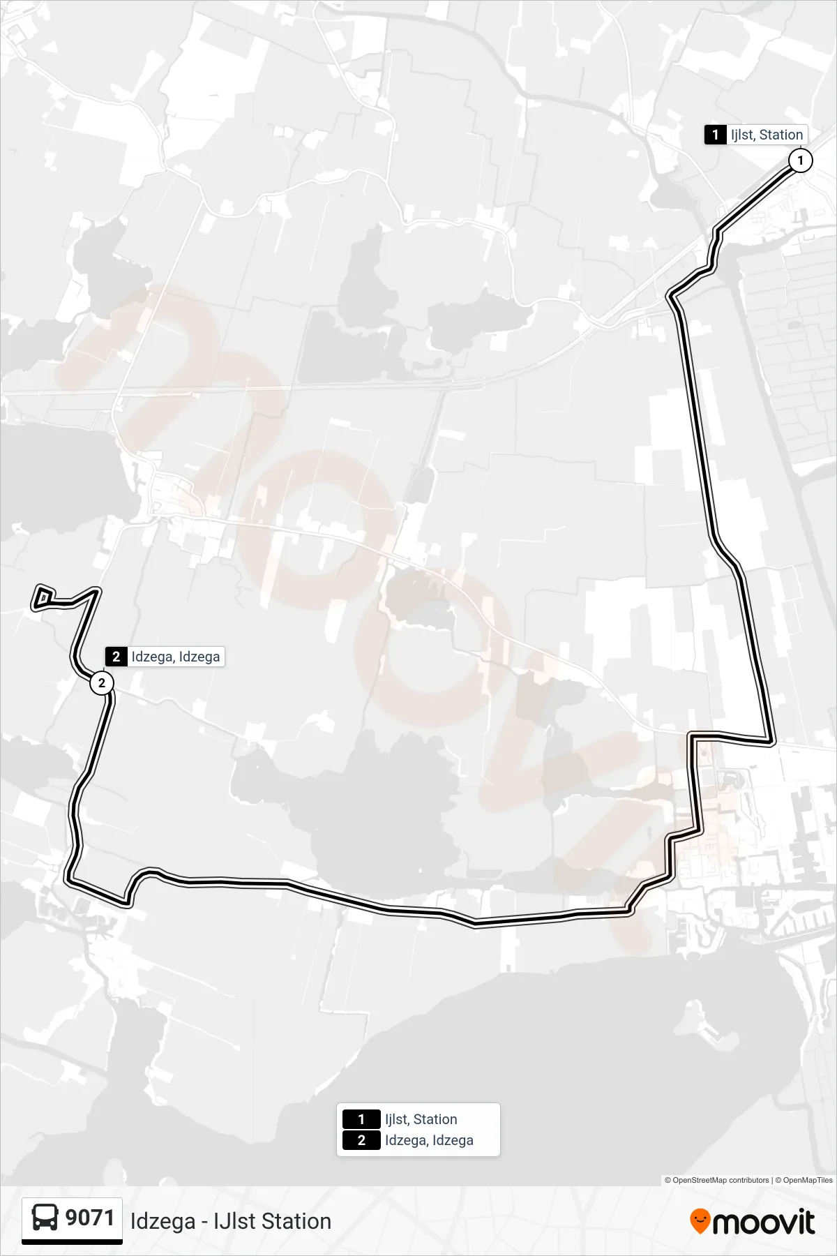 Lijn 9071 (bus, Idzega): route en haltes op de kaart