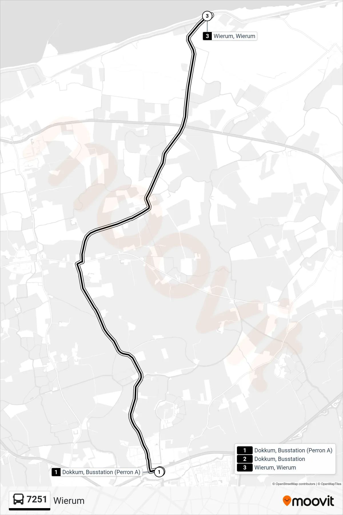 Lijn 7251 (bus, Wierum): route en haltes op de kaart