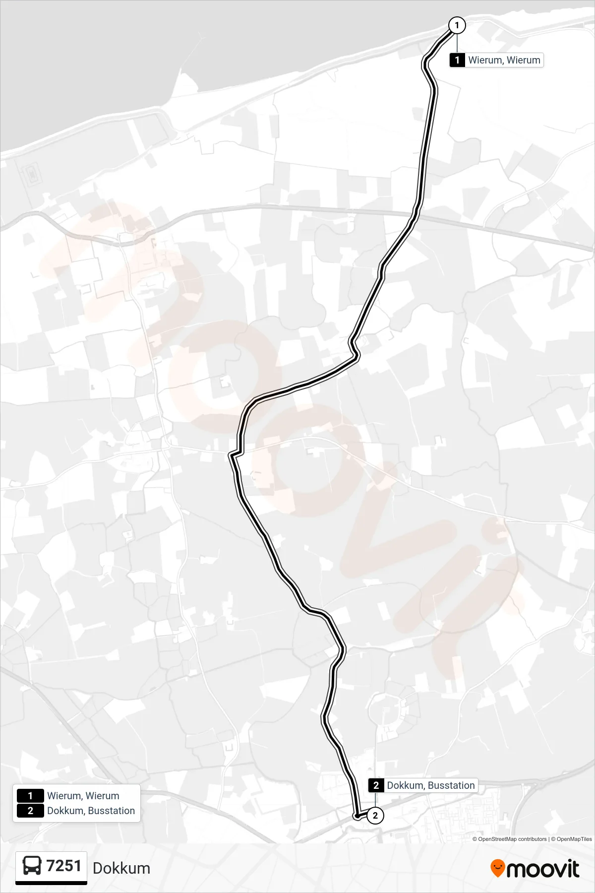 Lijn 7251 (bus, Dokkum): route en haltes op de kaart