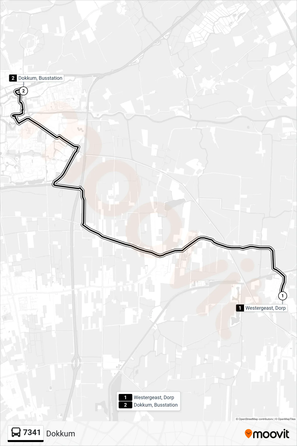 Lijn 7341 (bus, Dokkum): route en haltes op de kaart
