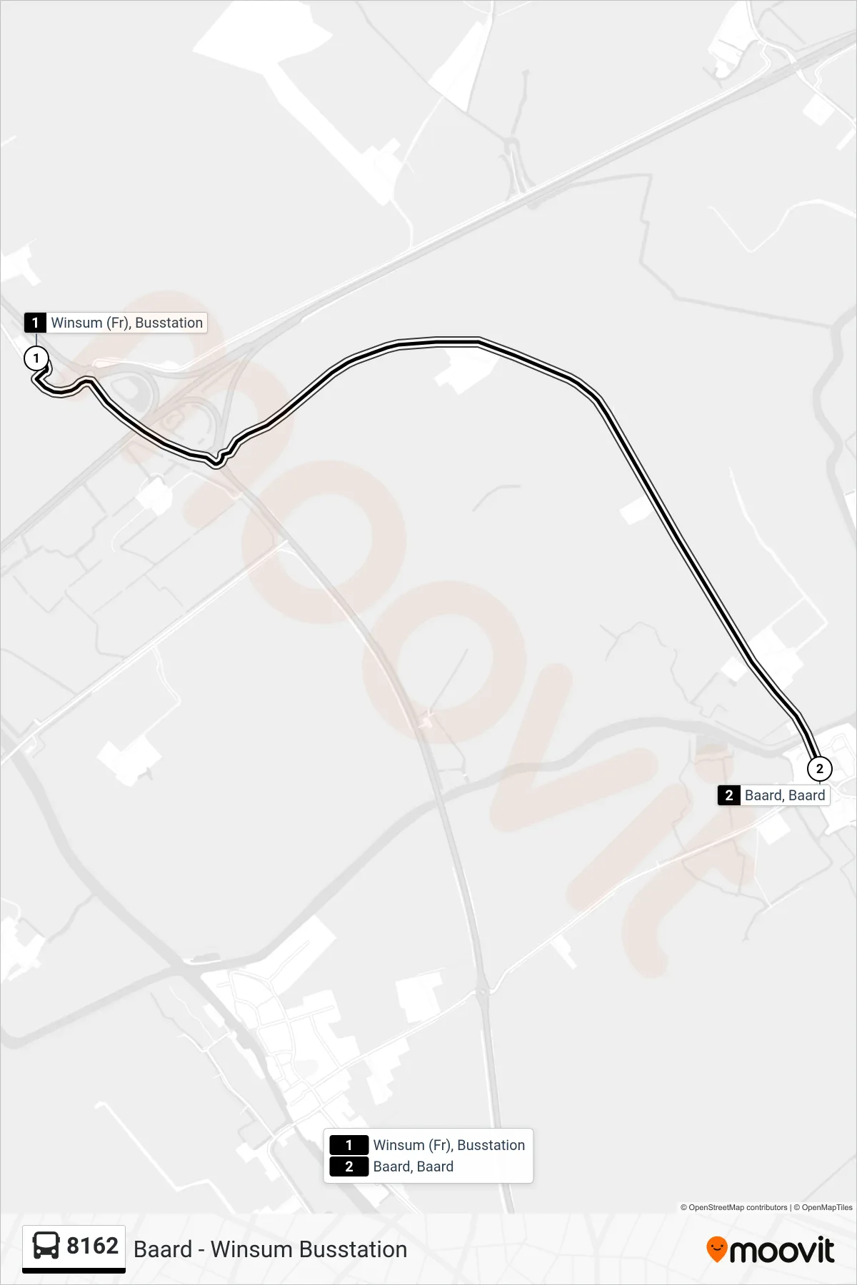 Lijn 8162 (bus, Baard): route en haltes op de kaart