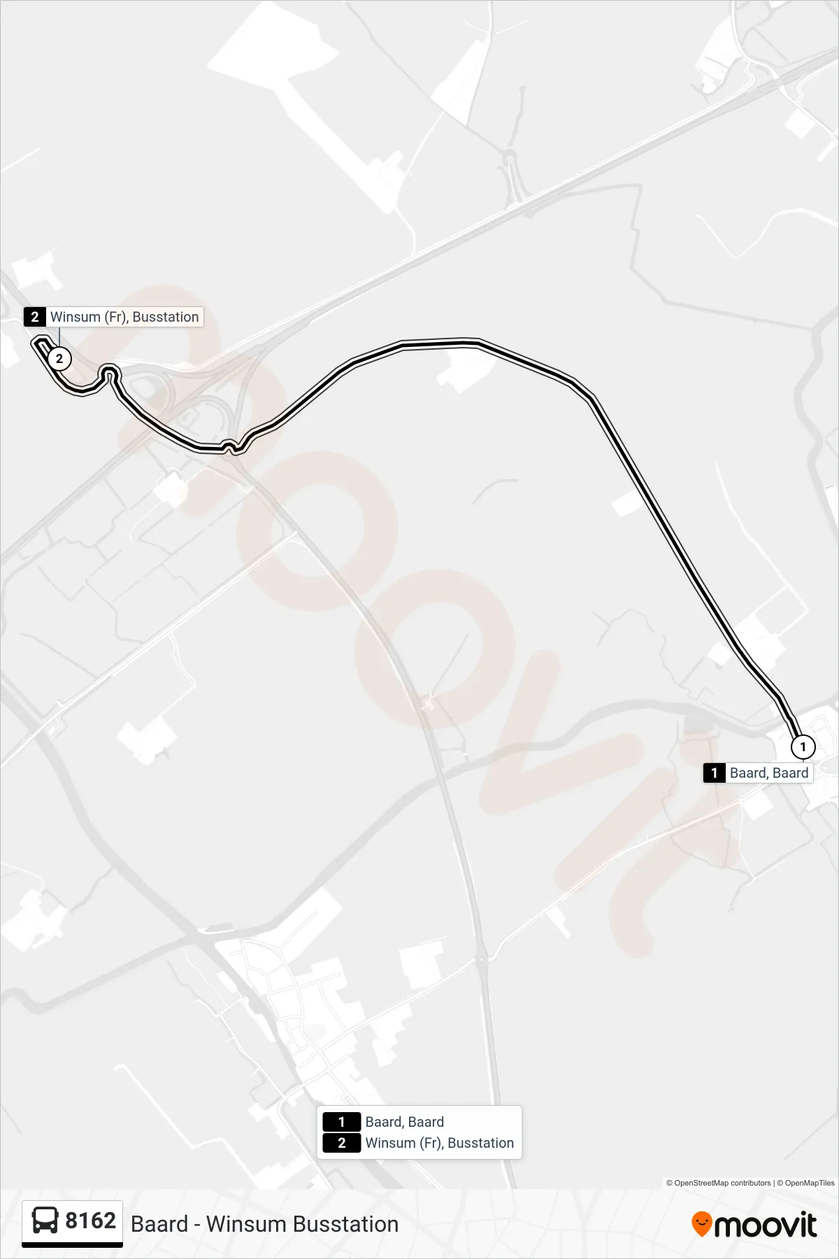 Lijn 8162 (bus, Winsum): route en haltes op de kaart