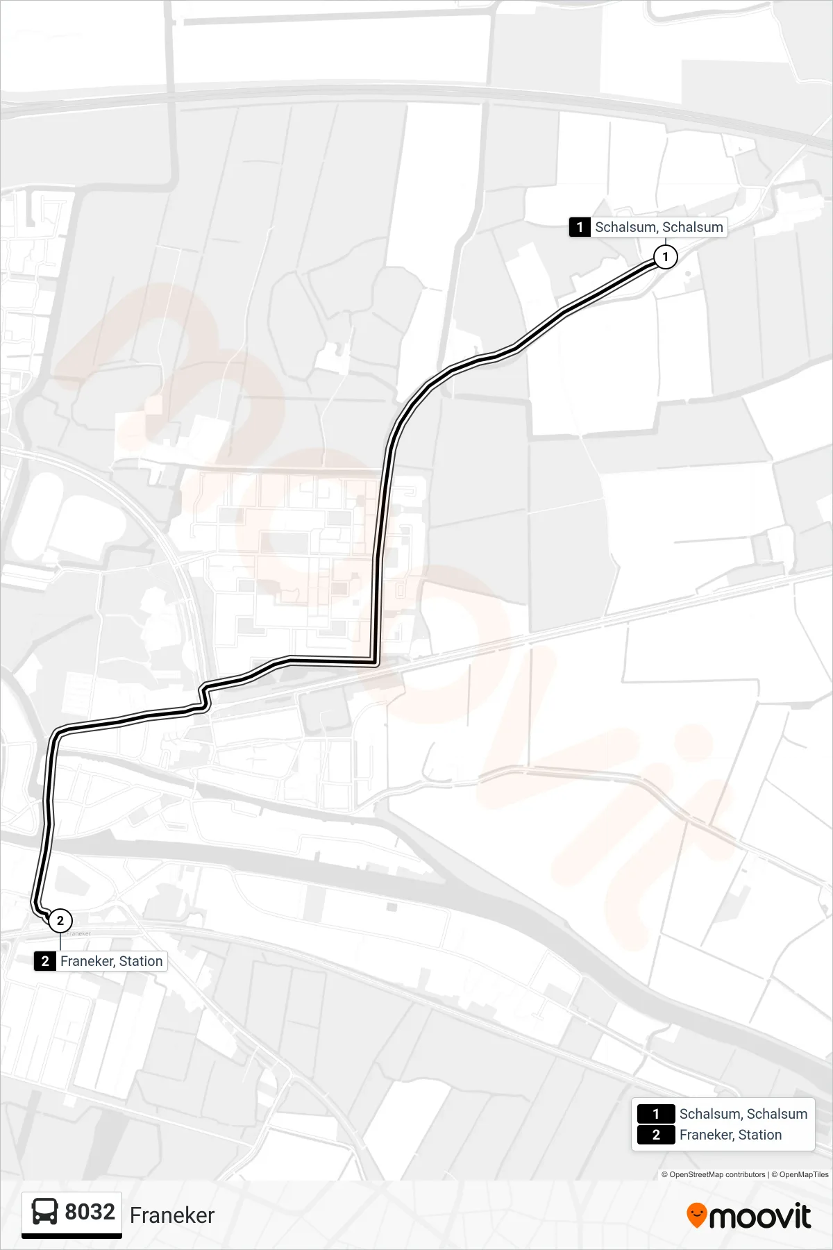 Lijn 8032 (bus, Franeker): route en haltes op de kaart