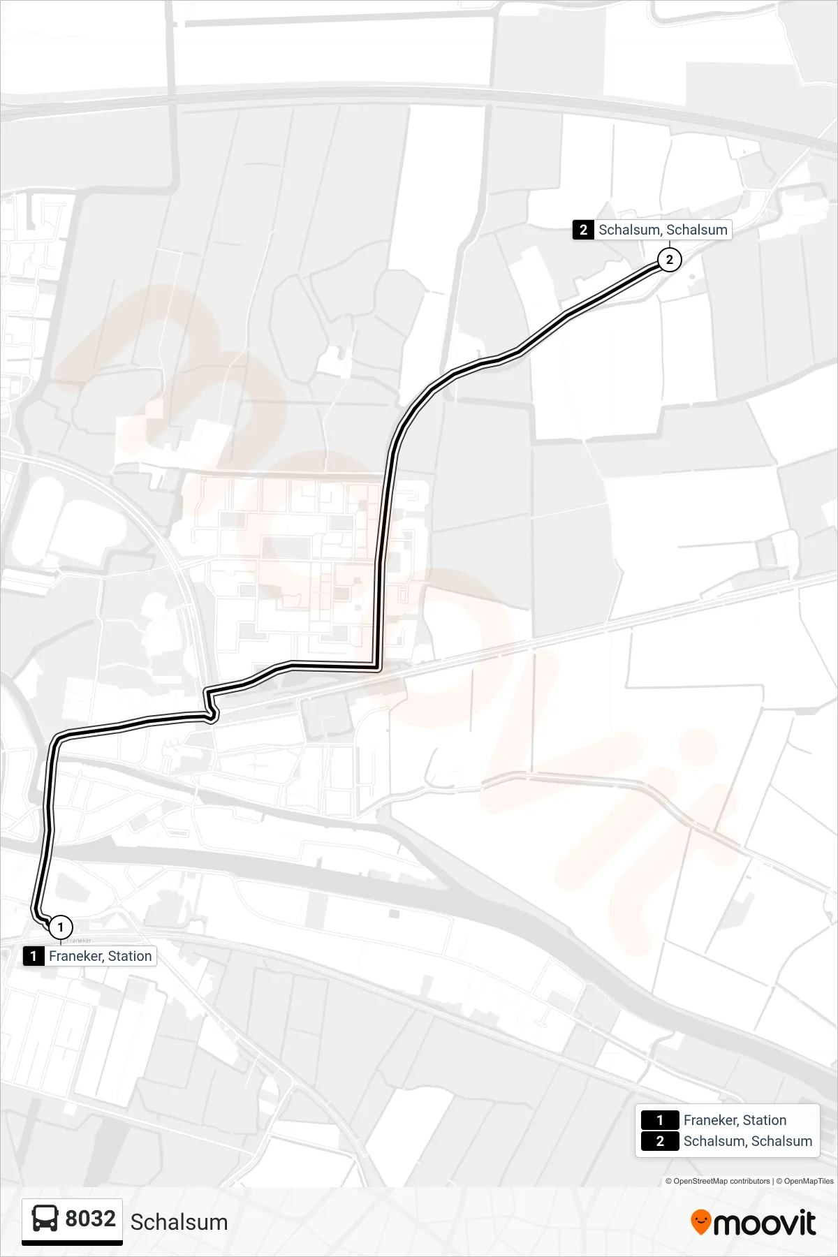 Lijn 8032 (bus, Schalsum): route en haltes op de kaart