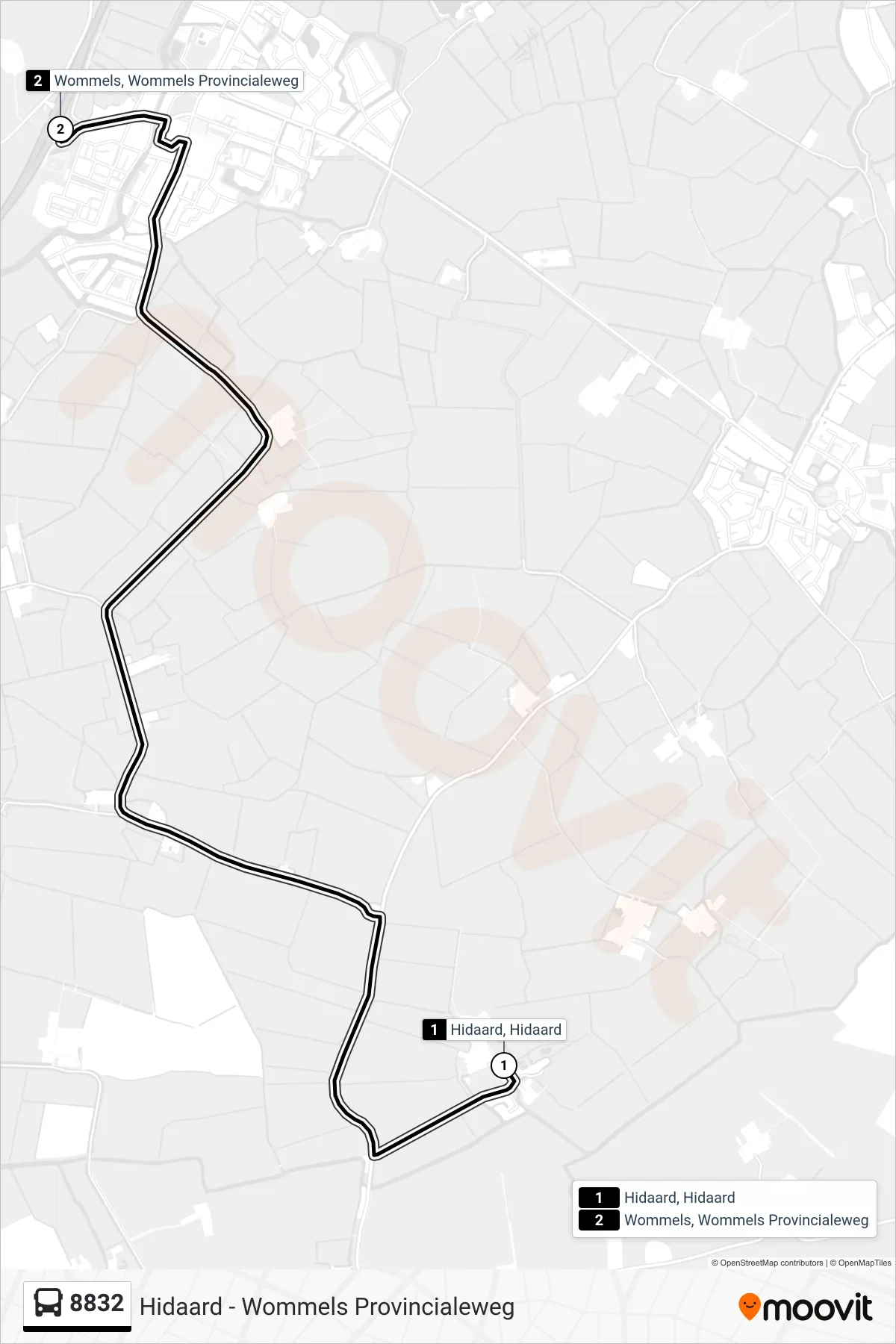 Lijn 8832 (bus, Wommels): route en haltes op de kaart