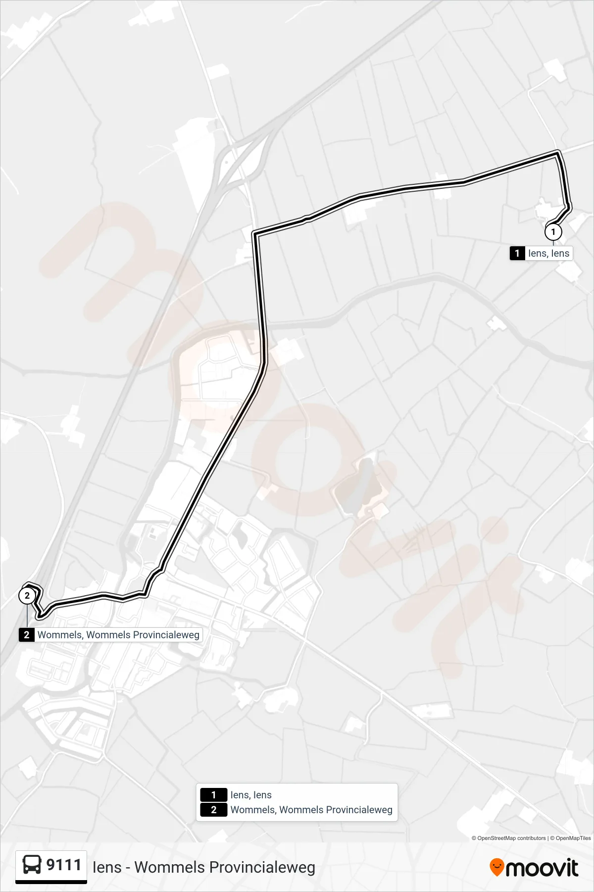 Lijn 9111 (bus, Wommels): route en haltes op de kaart