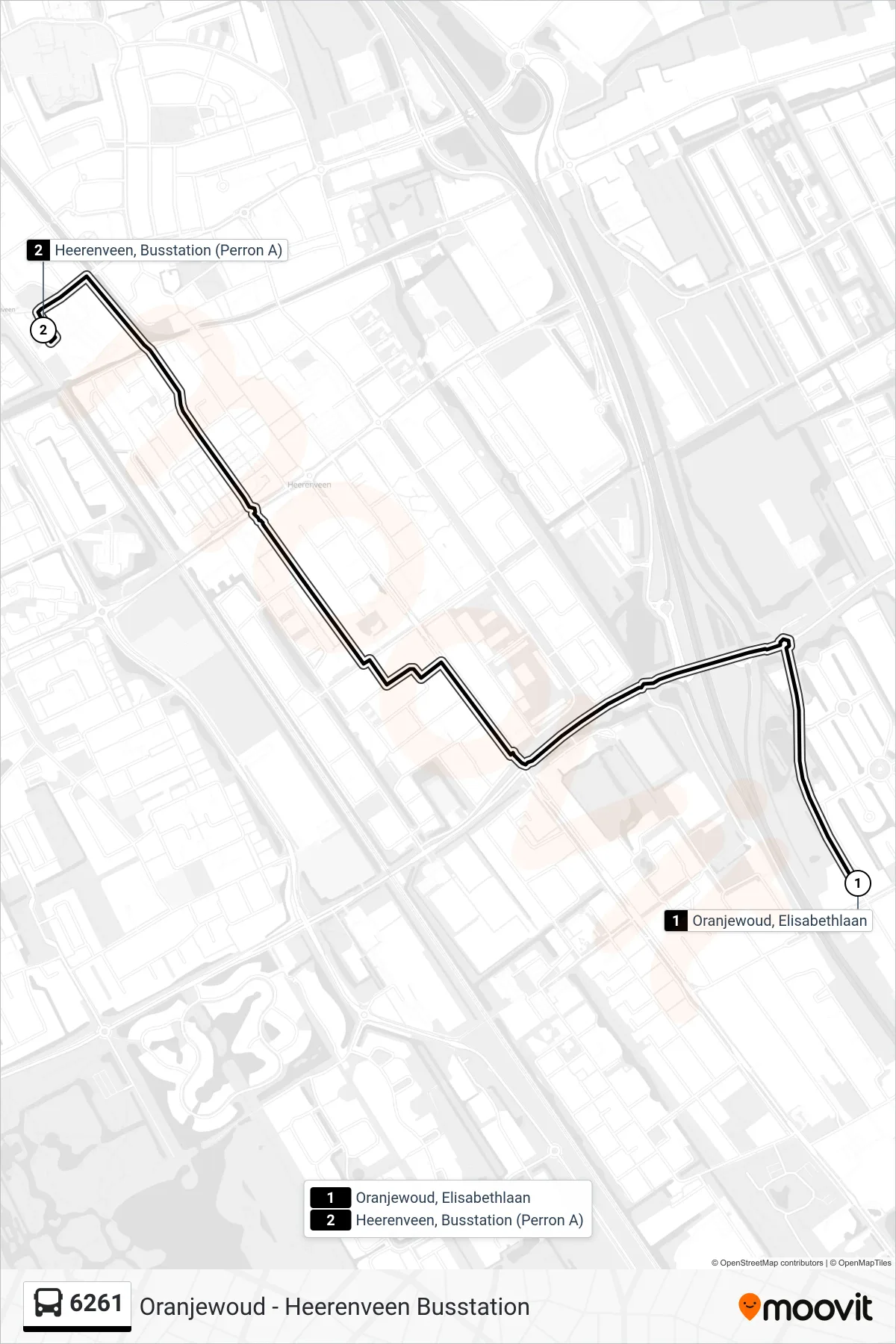 Lijn 6261 (bus, Heerenveen): route en haltes op de kaart