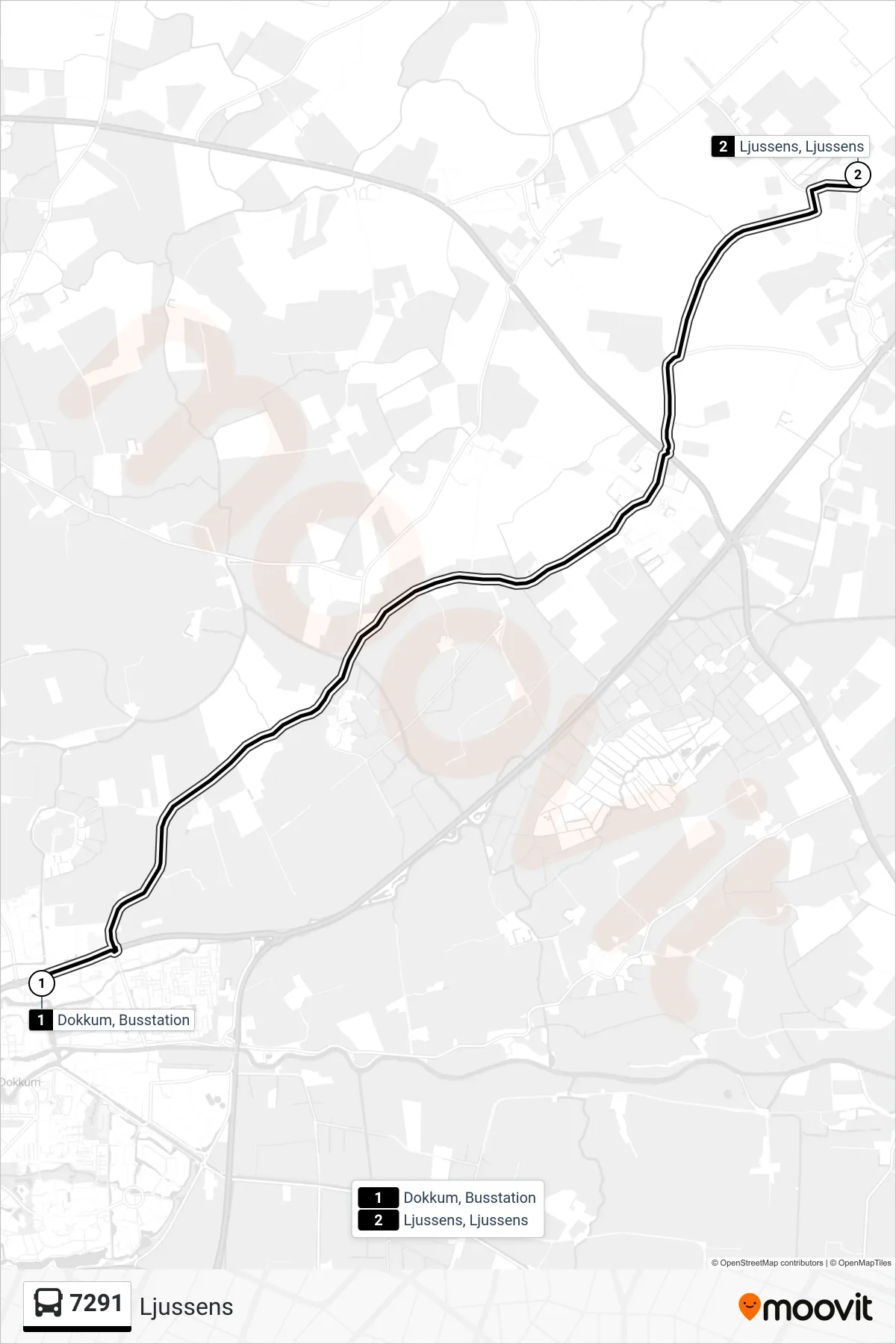 Lijn 7291 (bus, Ljussens): route en haltes op de kaart