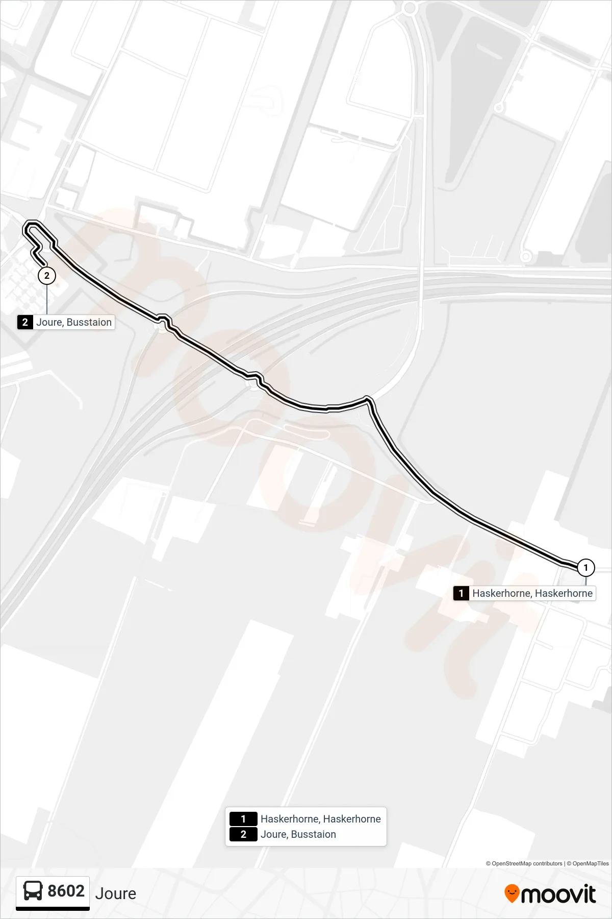 8602 bus Line (Joure) route and stops on a map