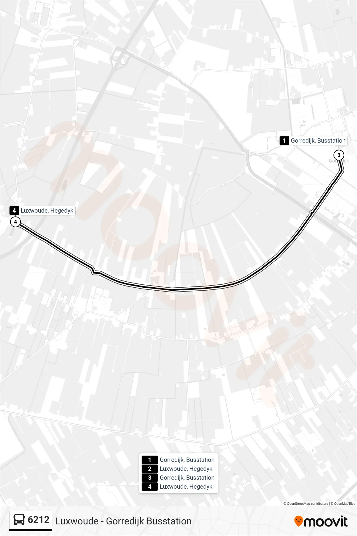 Lijn 6212 (bus, Luxwoude): route en haltes op de kaart