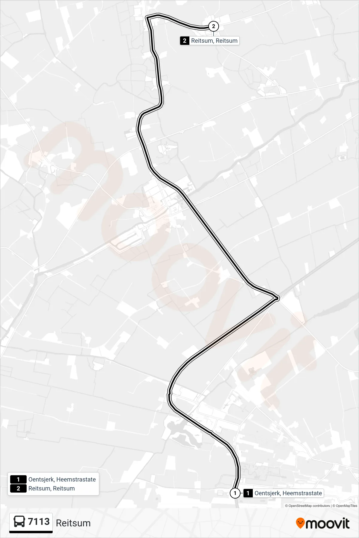 Lijn 7113 (bus, Reitsum): route en haltes op de kaart