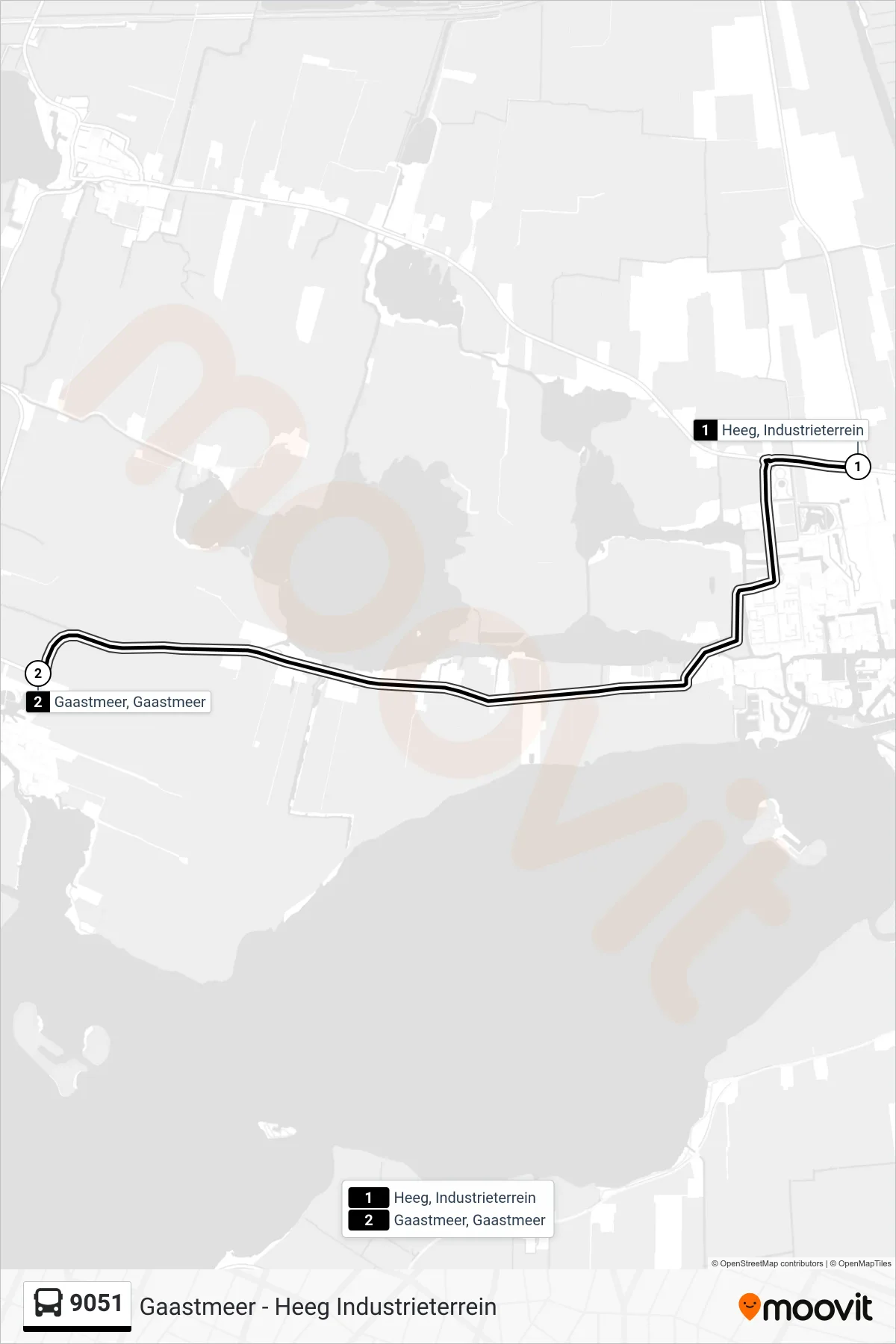 Lijn 9051 (bus, Gaastmeer): route en haltes op de kaart