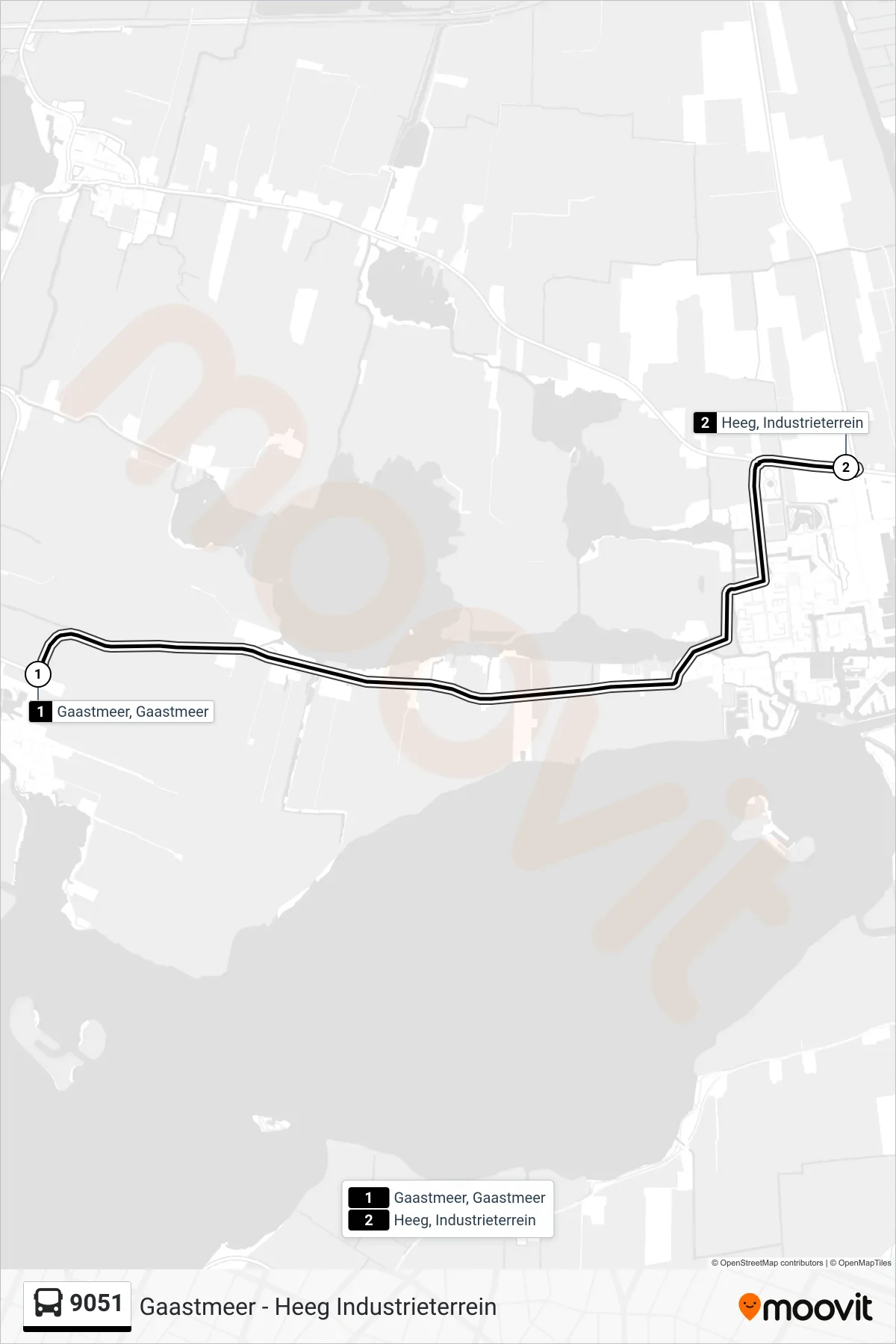9051 bus Line (Heeg) route and stops on a map