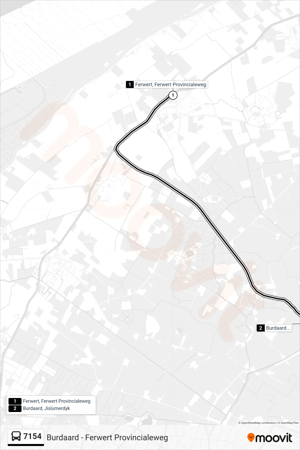Lijn 7154 (bus, Burdaard): route en haltes op de kaart