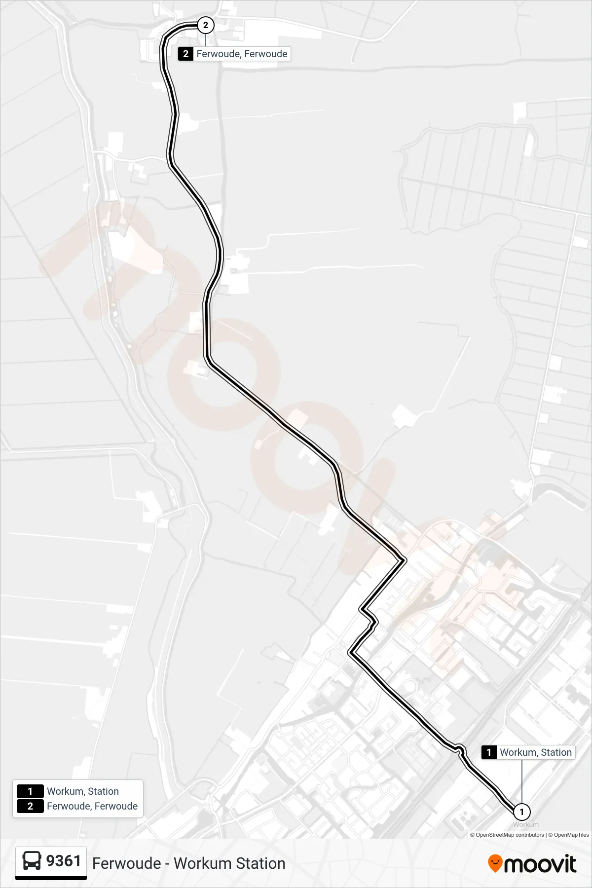Lijn 9361 (bus, Ferwoude): route en haltes op de kaart