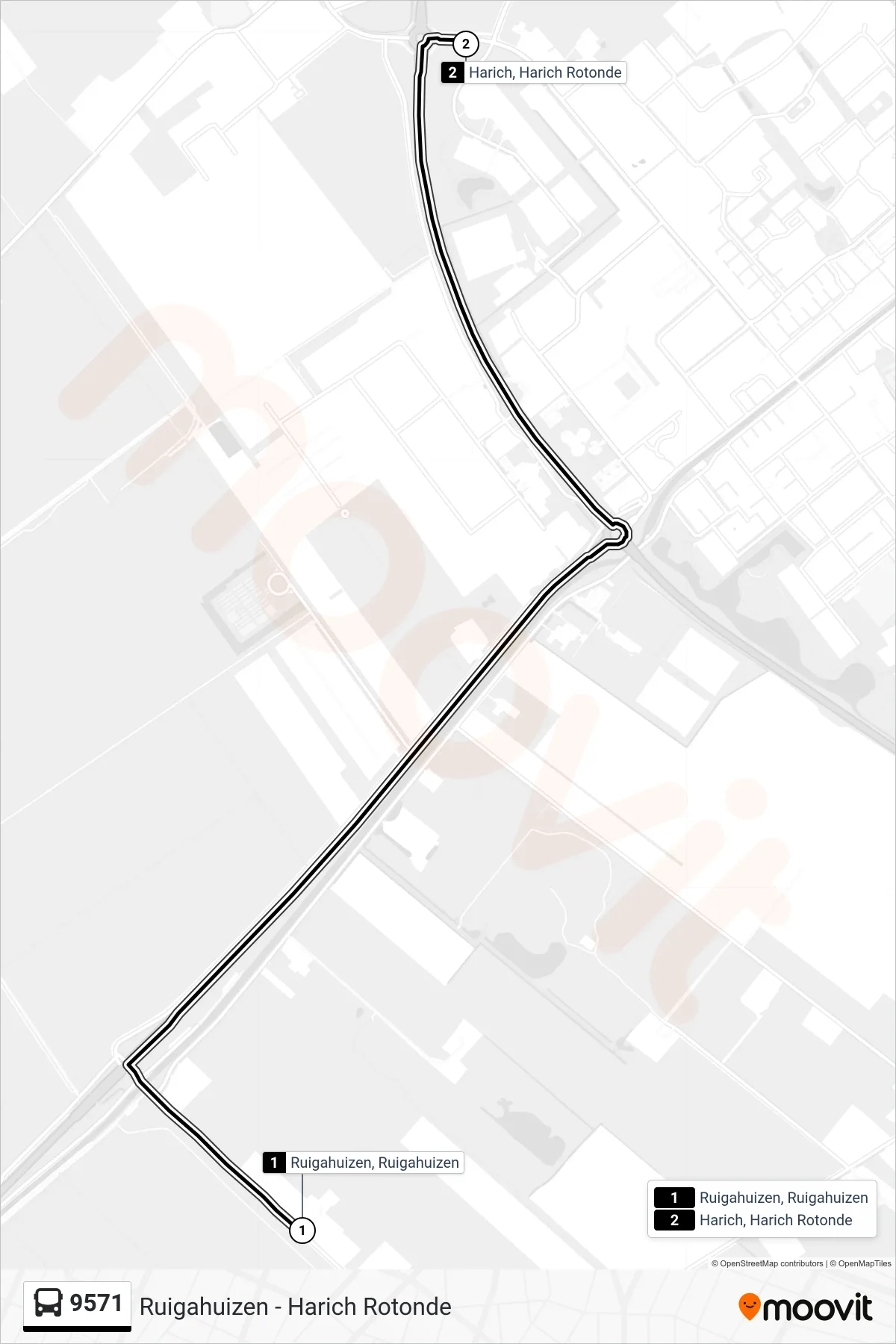Lijn 9571 (bus, Harich): route en haltes op de kaart
