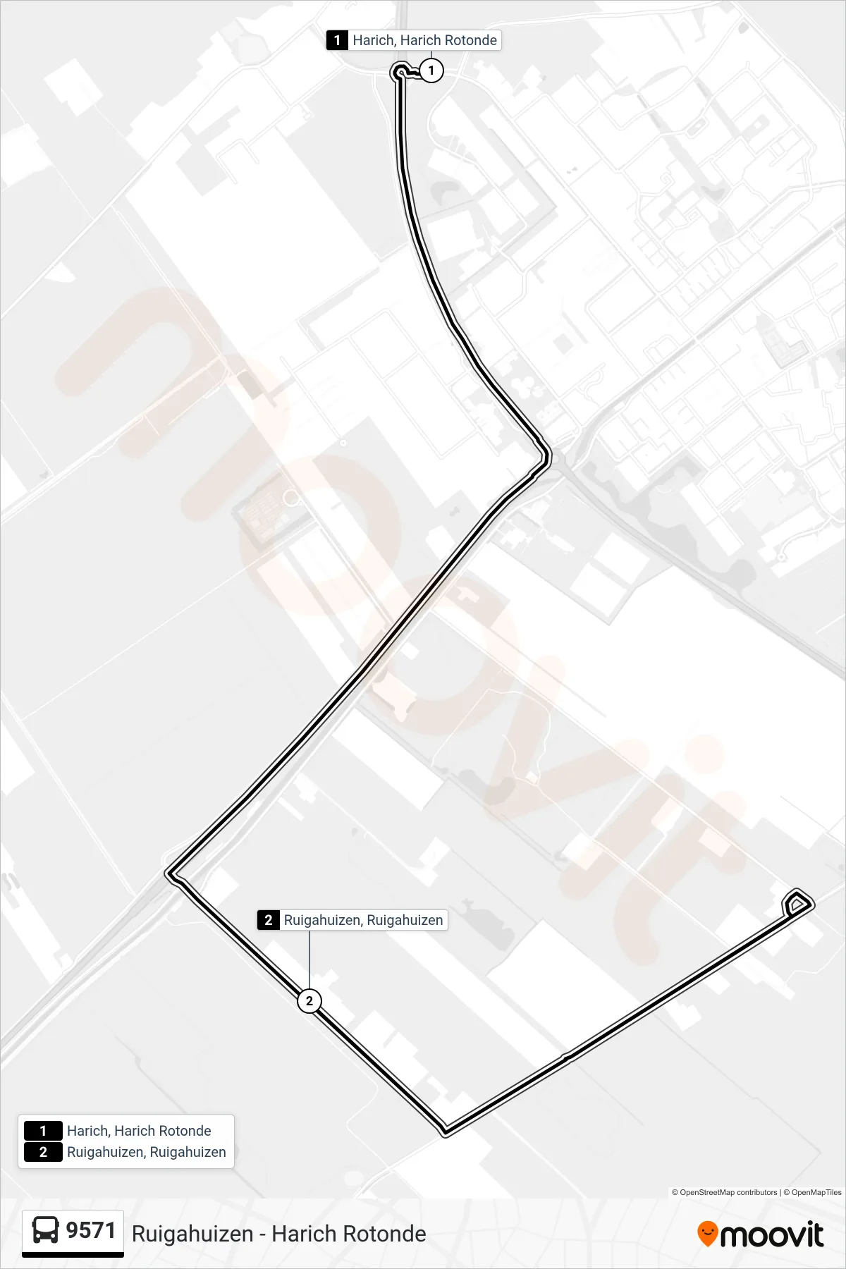 Lijn 9571 (bus, Ruigahuizen): route en haltes op de kaart