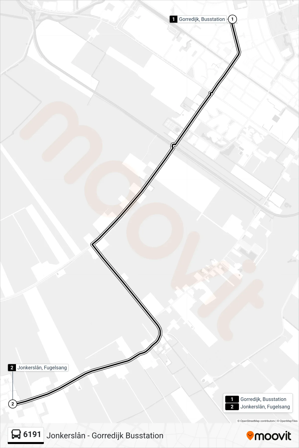 Lijn 6191 (bus, Jonkerslân): route en haltes op de kaart