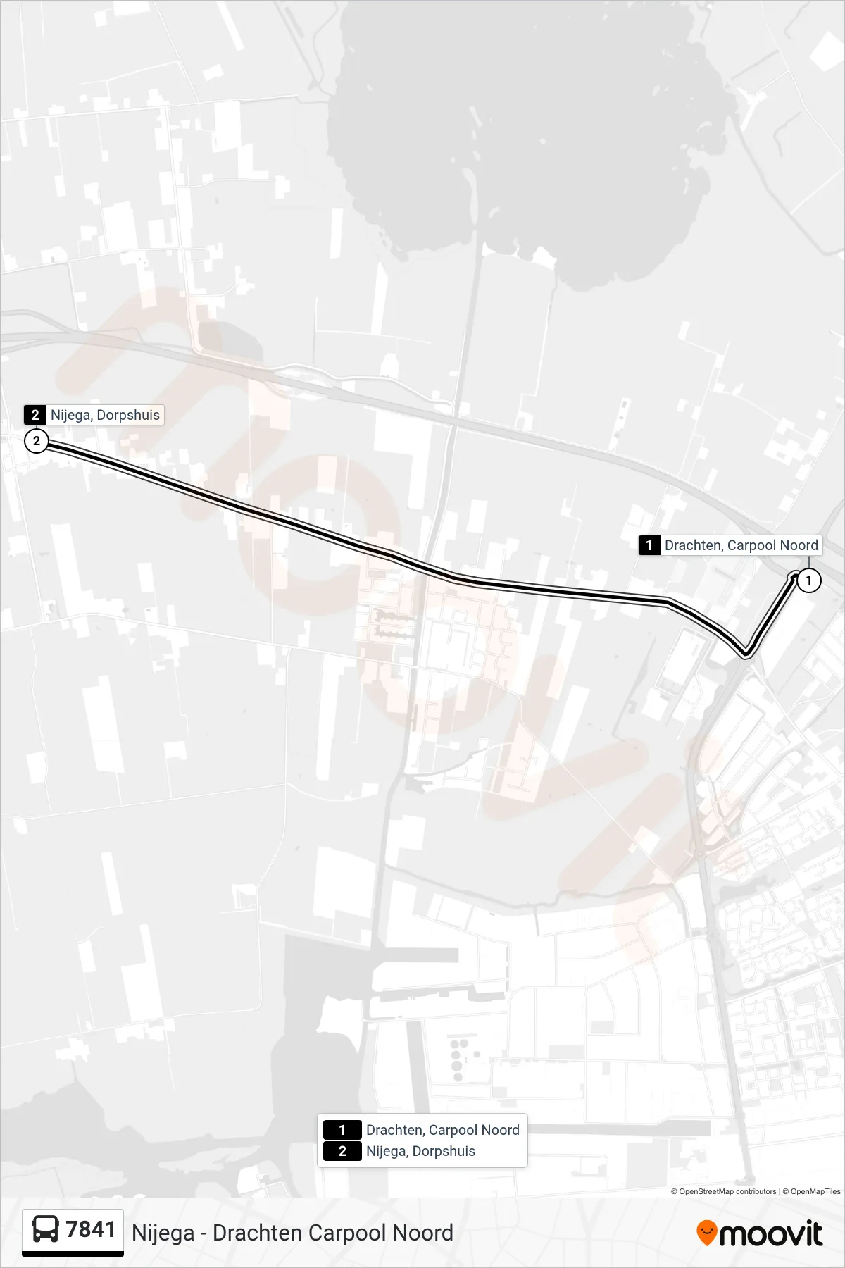 Lijn 7841 (bus, Nijega): route en haltes op de kaart