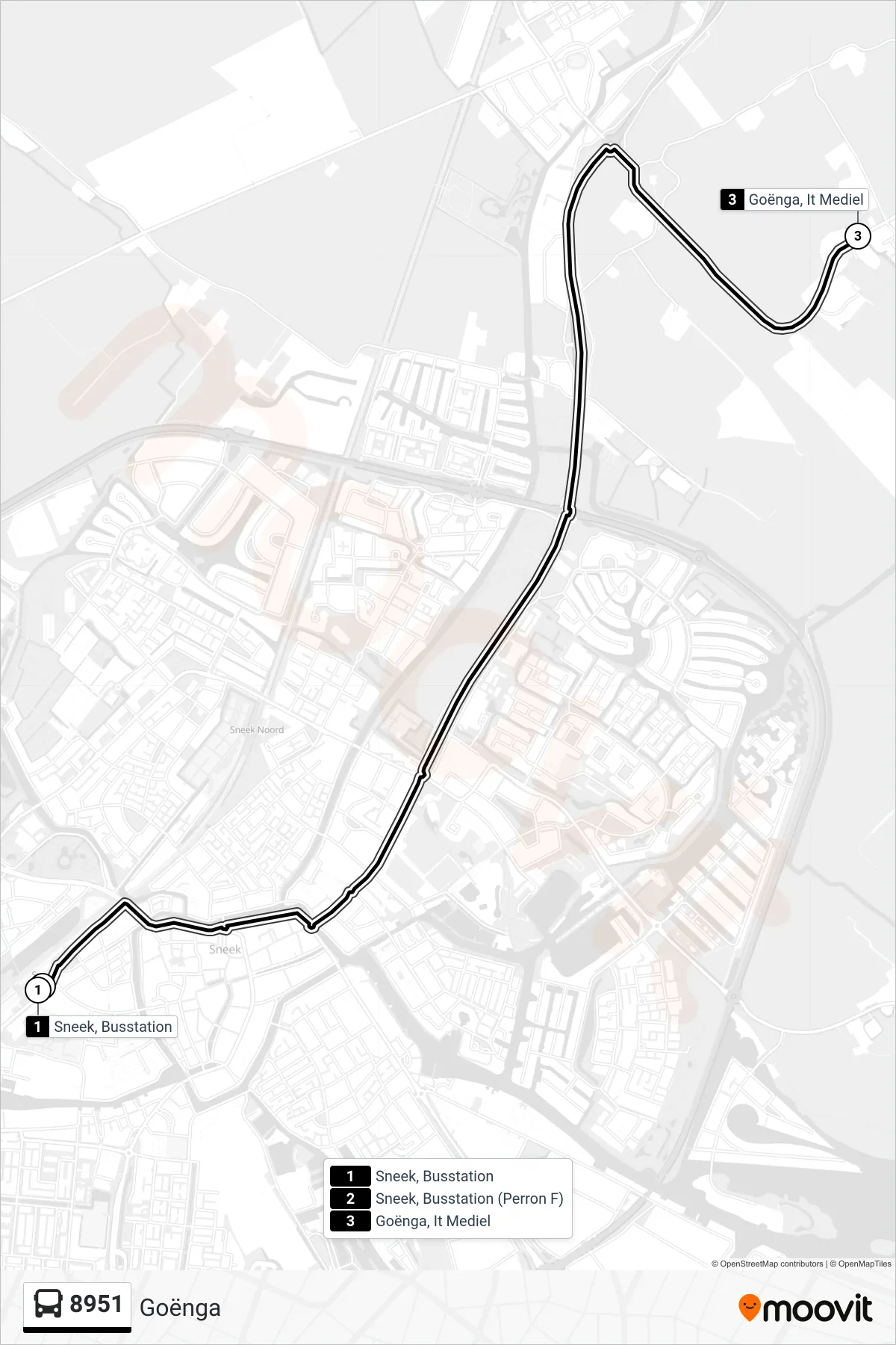 Lijn 8951 (bus, Goënga): route en haltes op de kaart