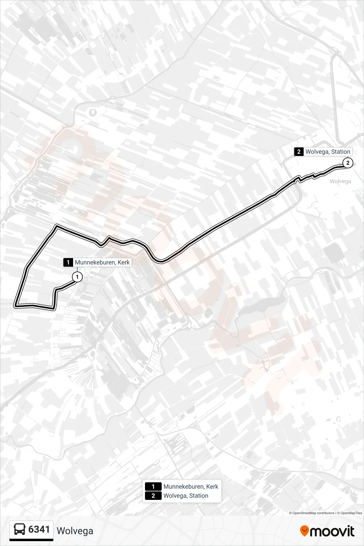 Lijn 6341 (bus, Wolvega): route en haltes op de kaart