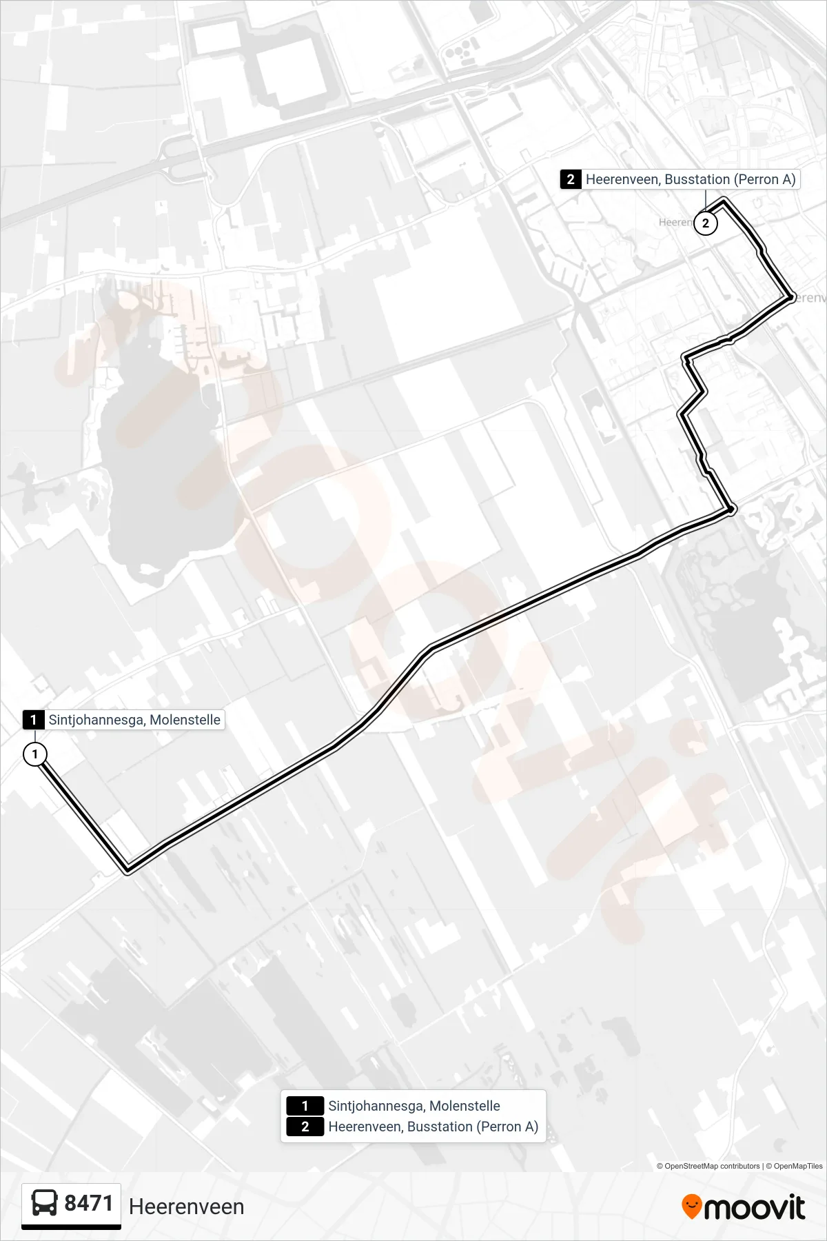 Lijn 8471 (bus, Heerenveen): route en haltes op de kaart