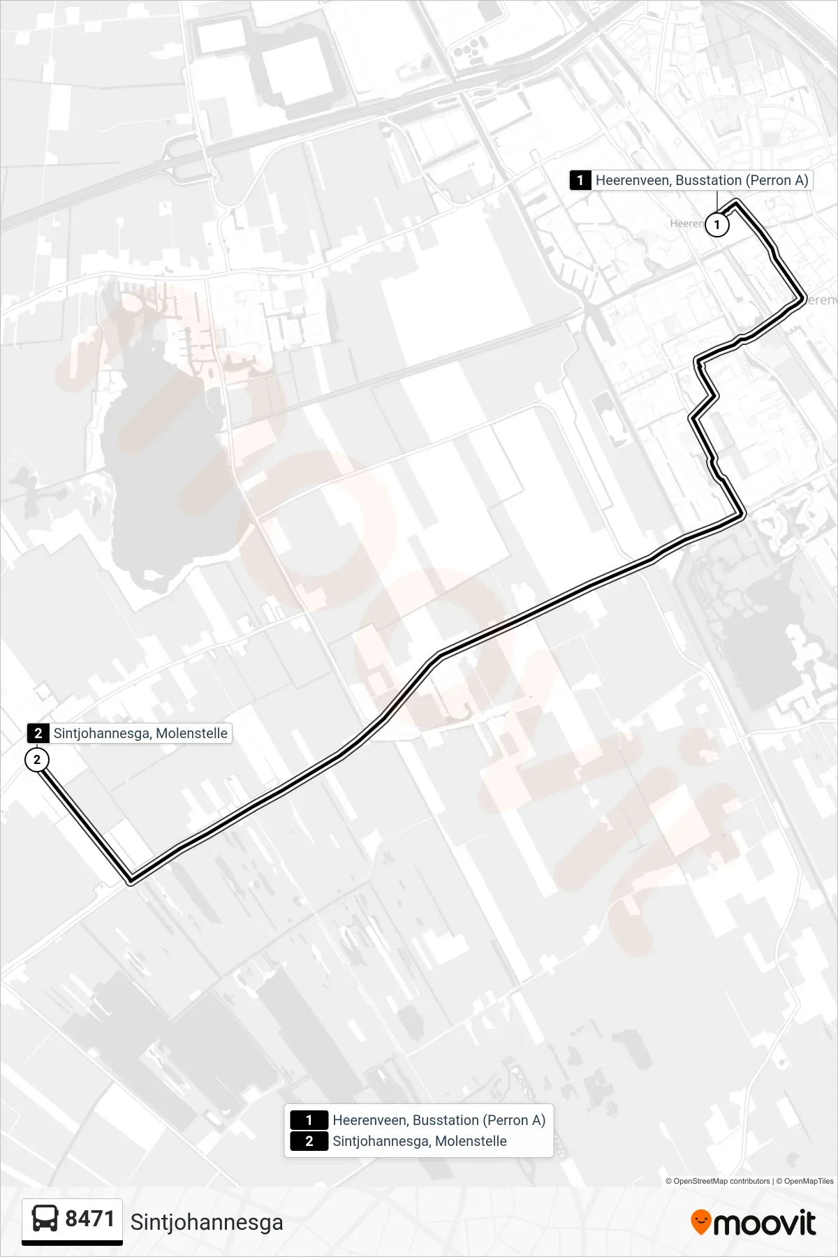 Lijn 8471 (bus, Sintjohannesga): route en haltes op de kaart