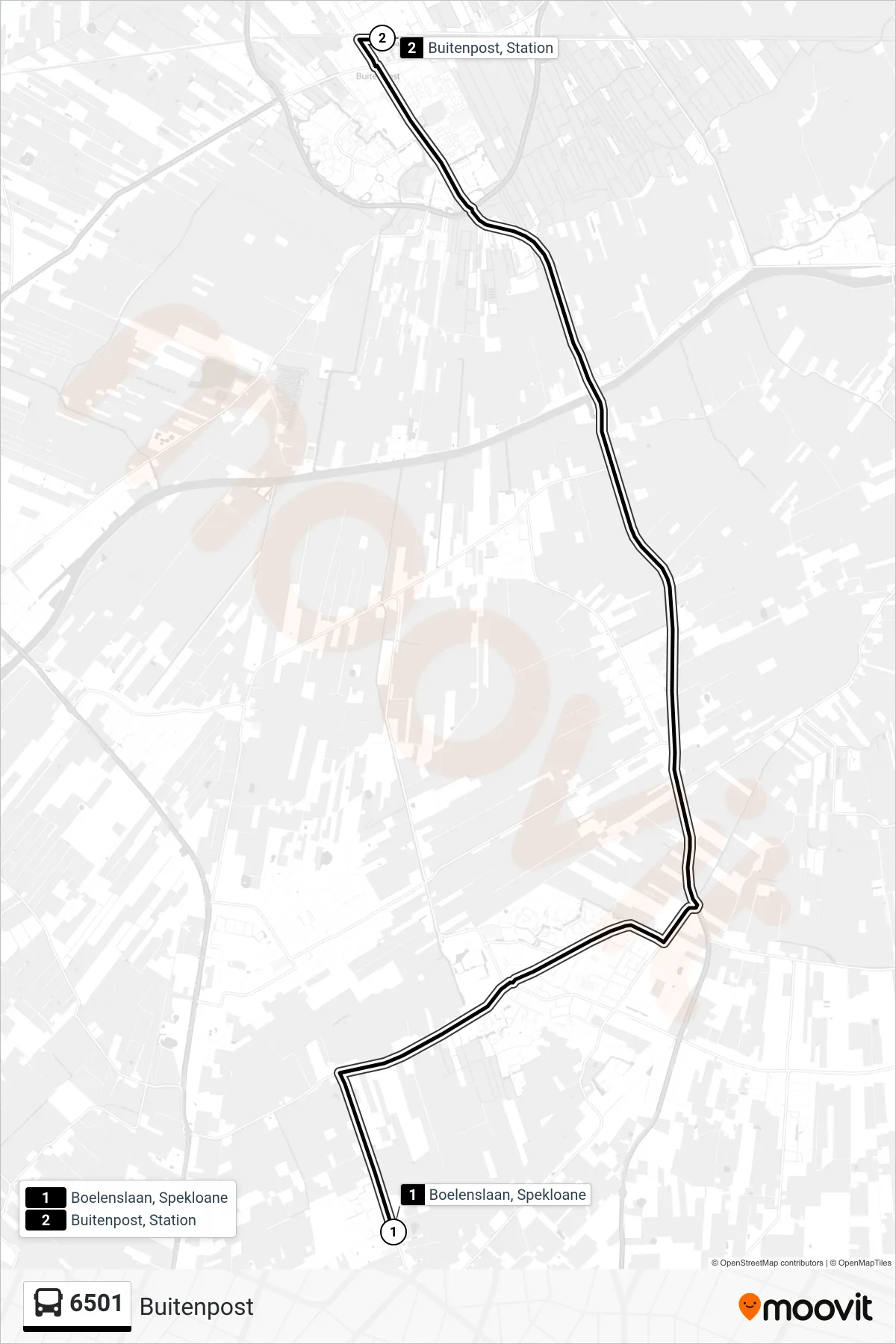 Lijn 6501 (bus, Buitenpost): route en haltes op de kaart
