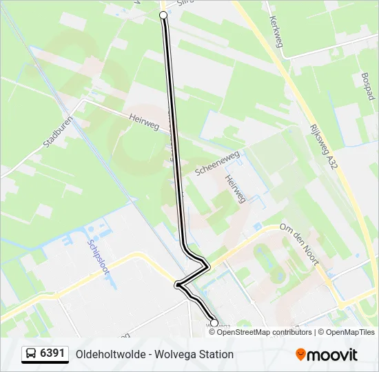 Bus 6391 lijnkaart