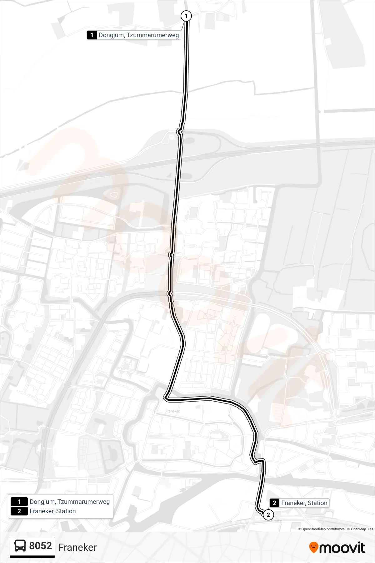 Lijn 8052 (bus, Franeker): route en haltes op de kaart