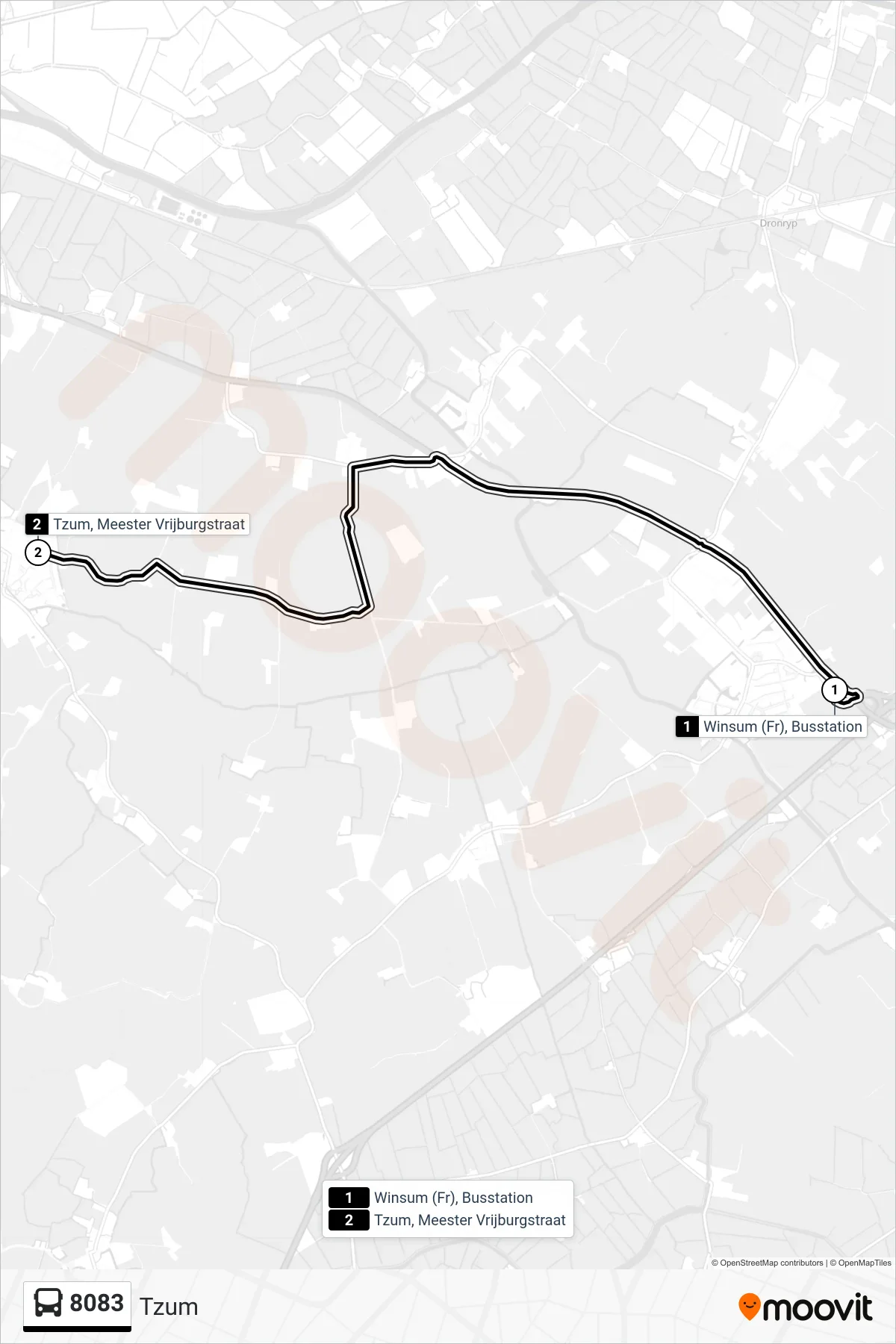 Lijn 8083 (bus, Tzum): route en haltes op de kaart
